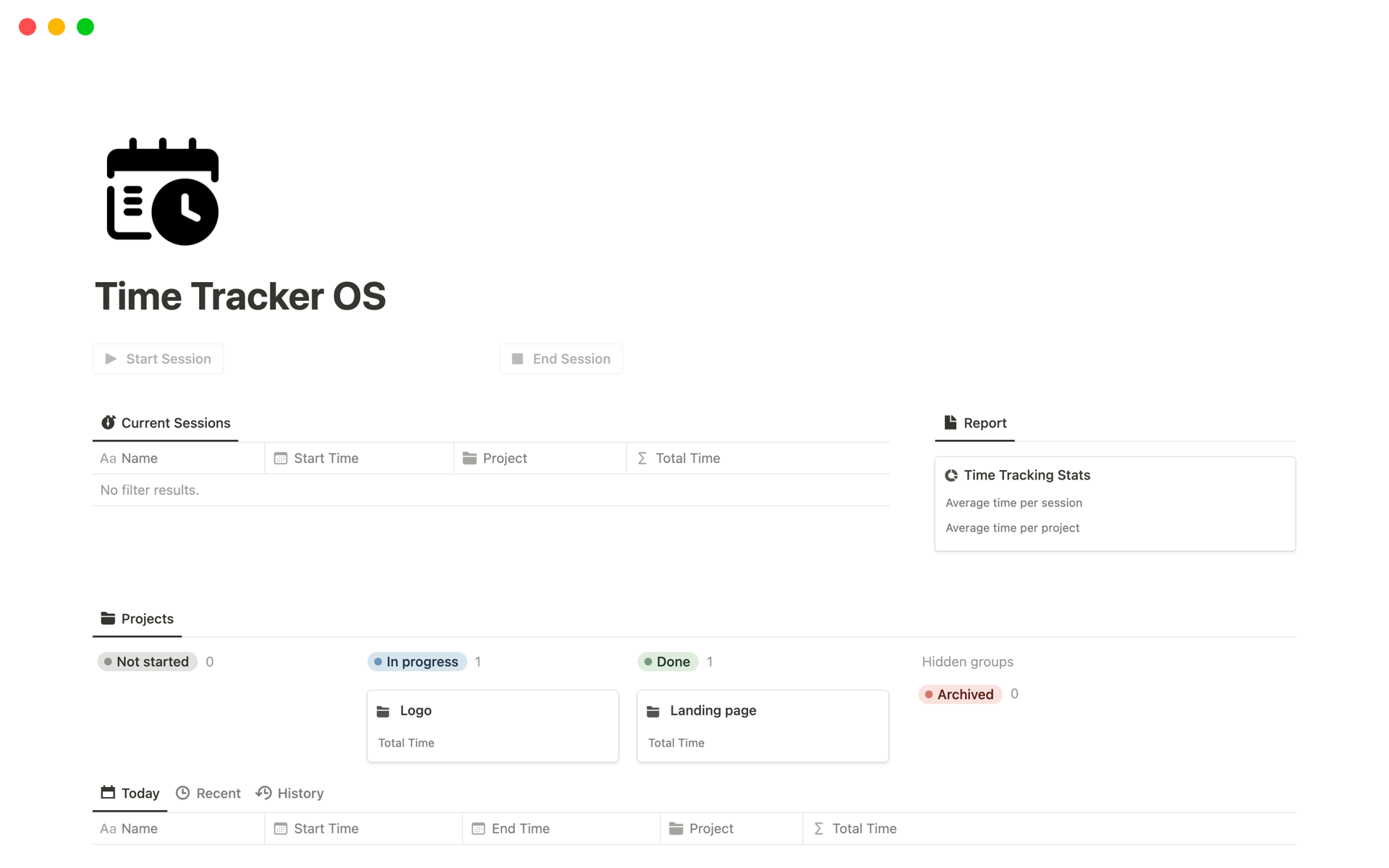 Time Tracker OS | Notion Template