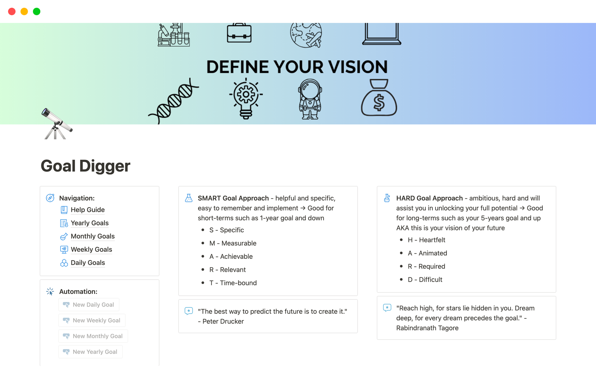Goal Digger Notion Template