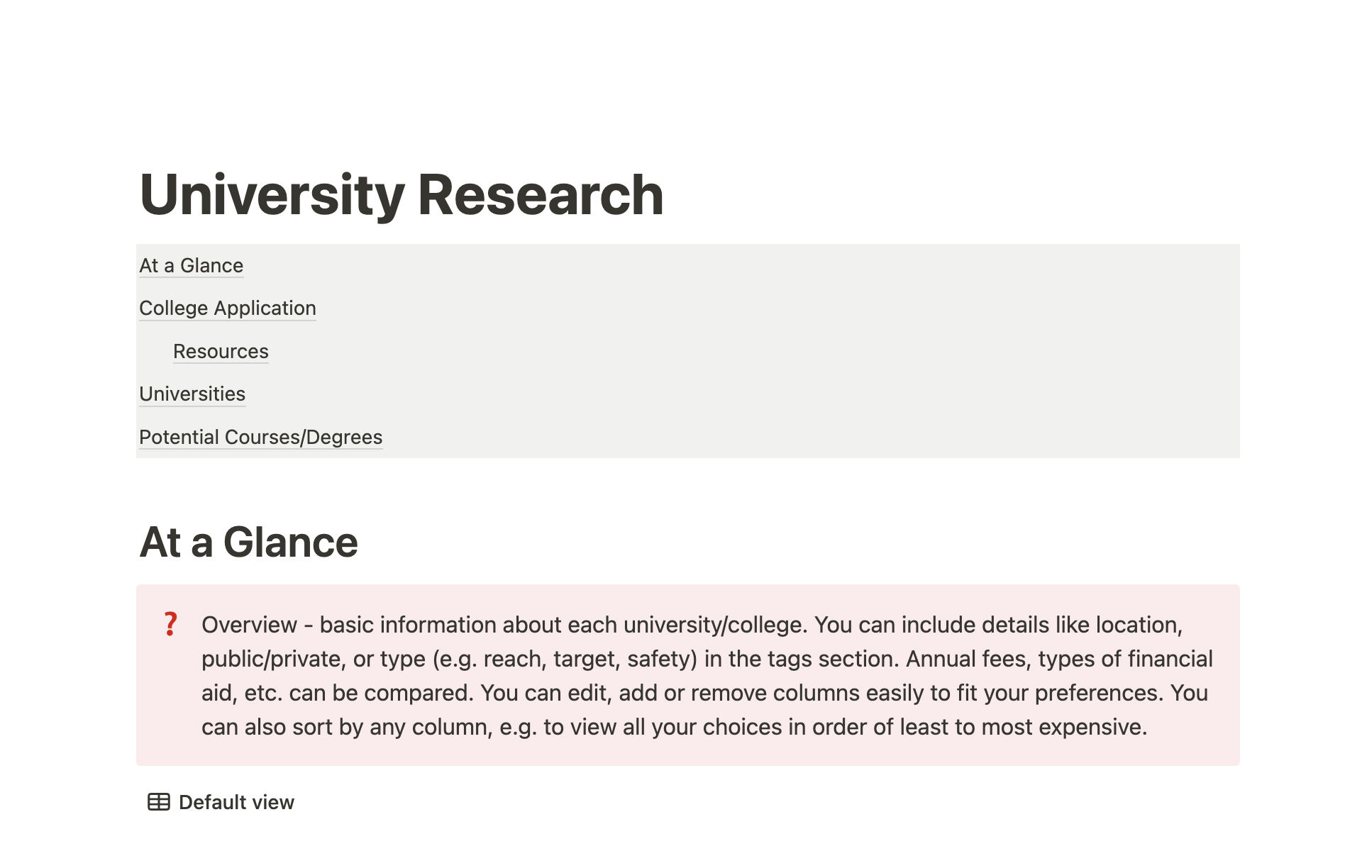 A template preview for University Research Template For High Schoolers