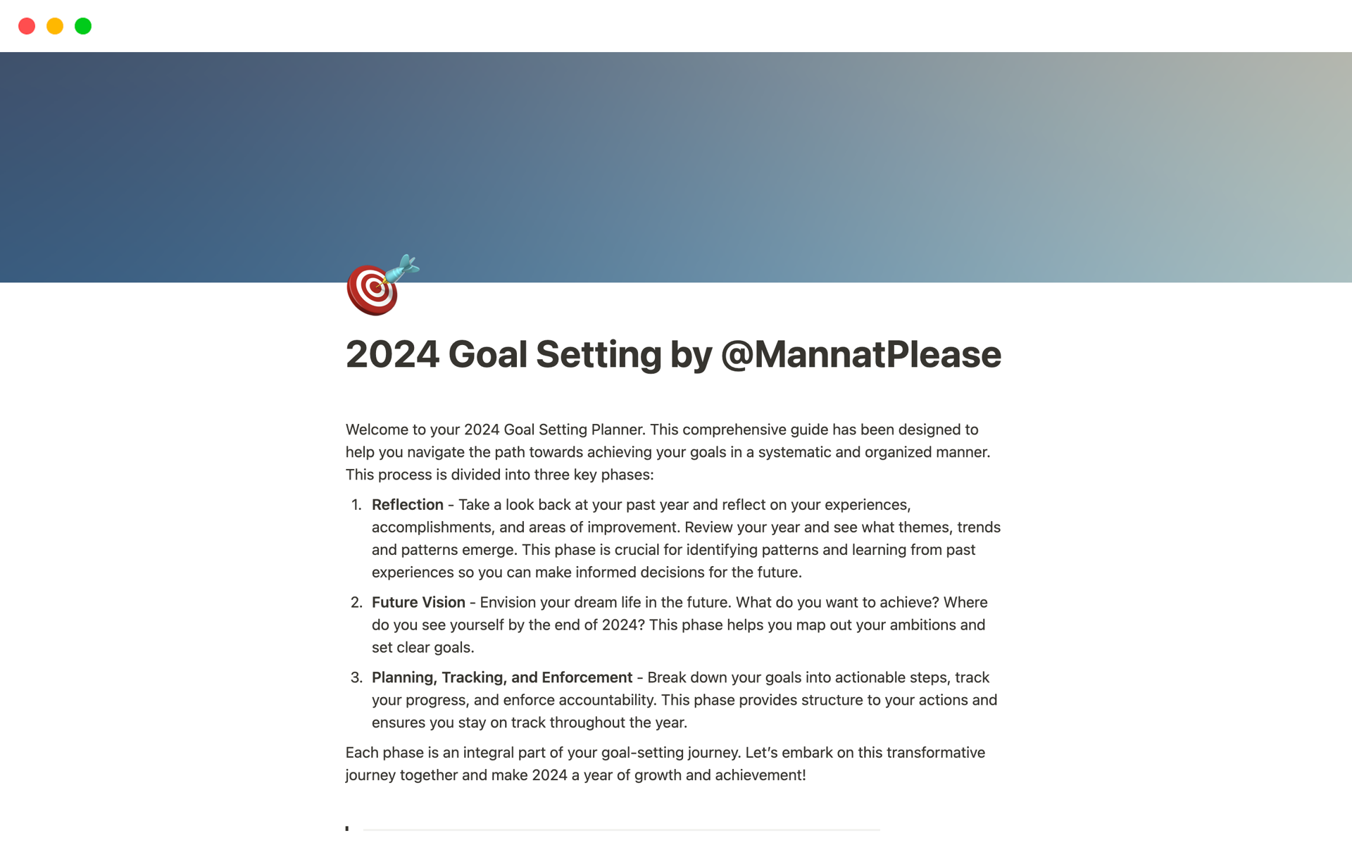 Galeria de modelos do Notion — 2024 Goal Setting