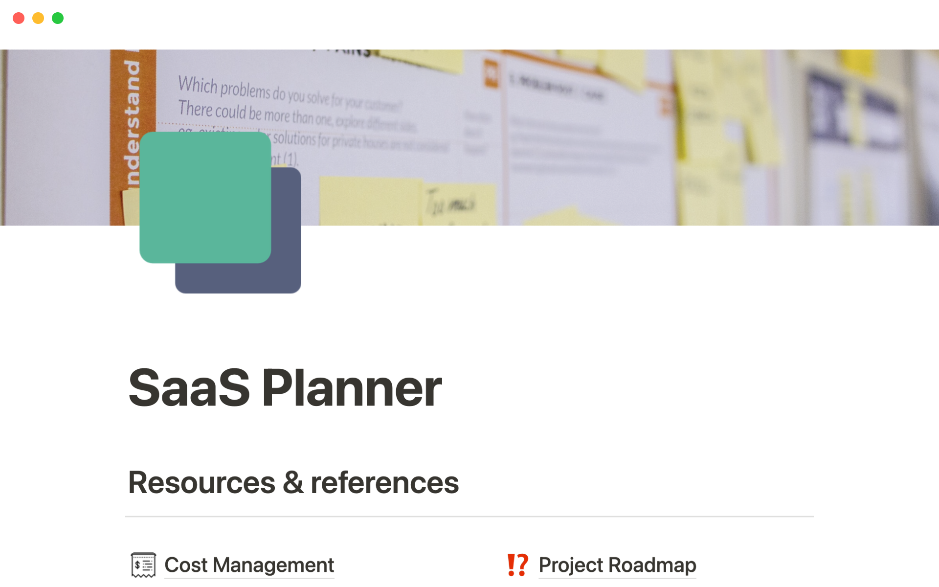 A template preview for SaaS planner