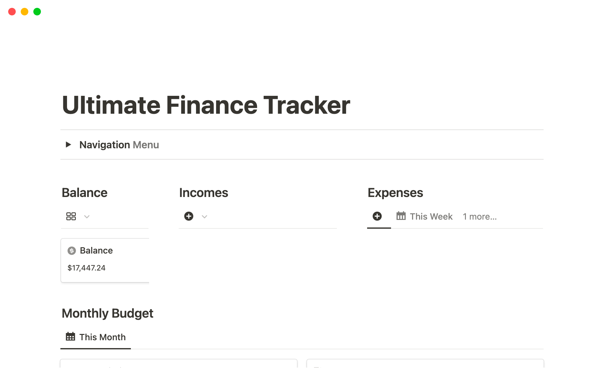The all-in-one tool to manage your finance.The Ultimate Finance Tracker is a comprehensive system that helps you get on top of your spending and saving goals, pay off debt faster.