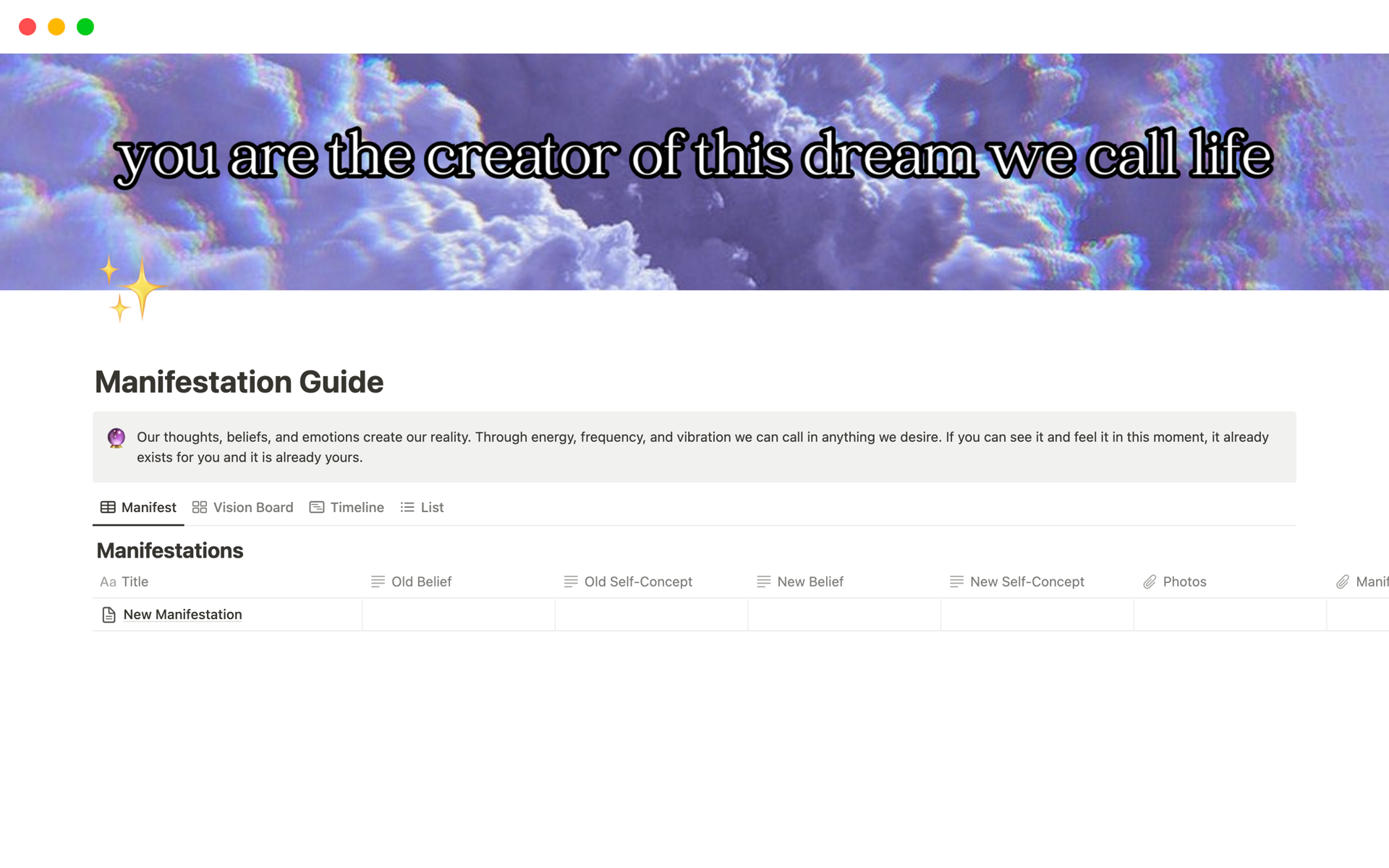 Manifestation Guide | Notion Template