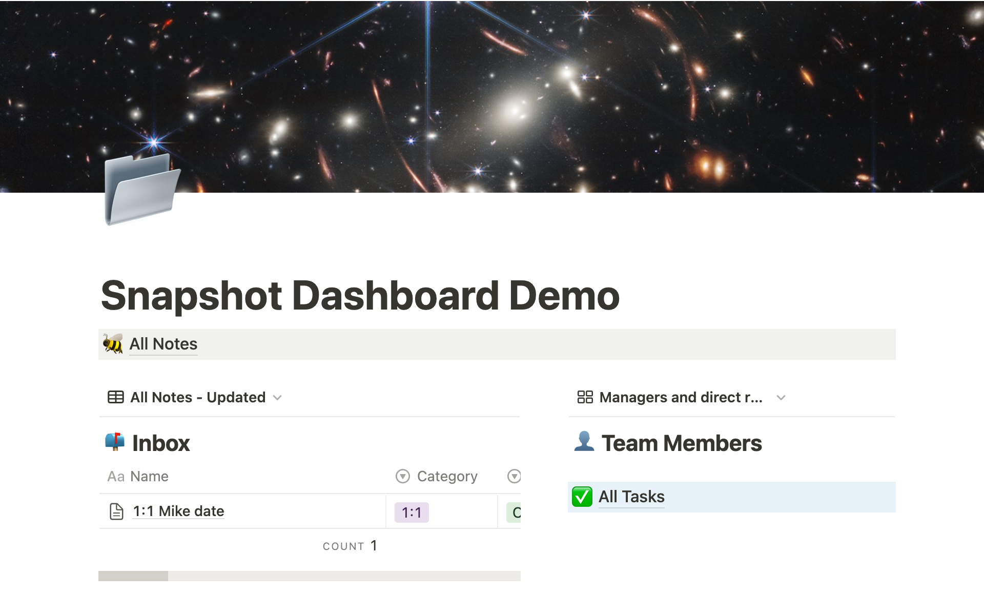 Snapshot dashboard demo