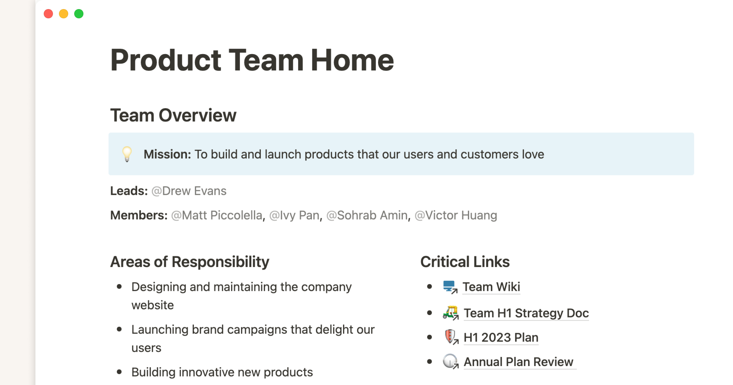 Notion product team OS templates