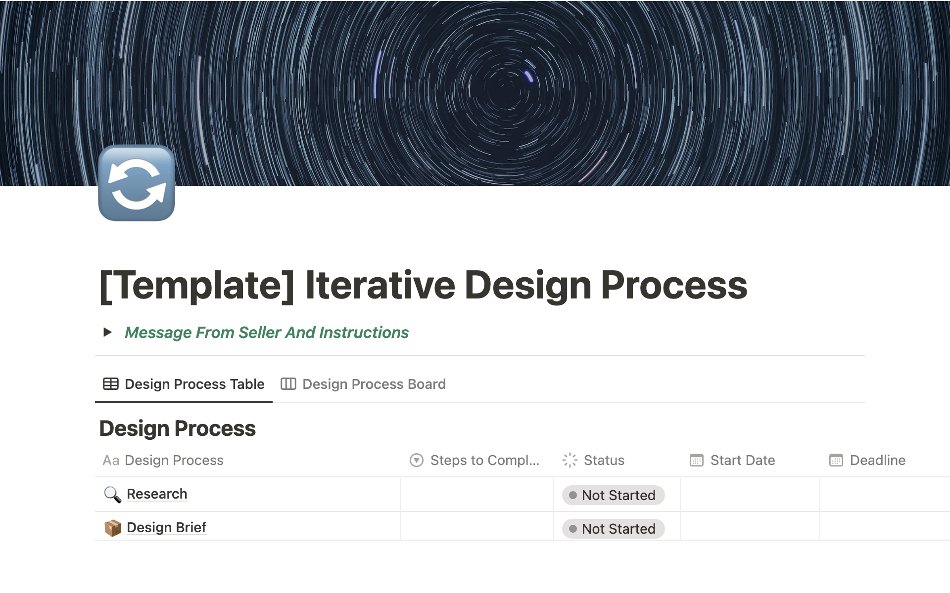 A template preview for Iterative design process