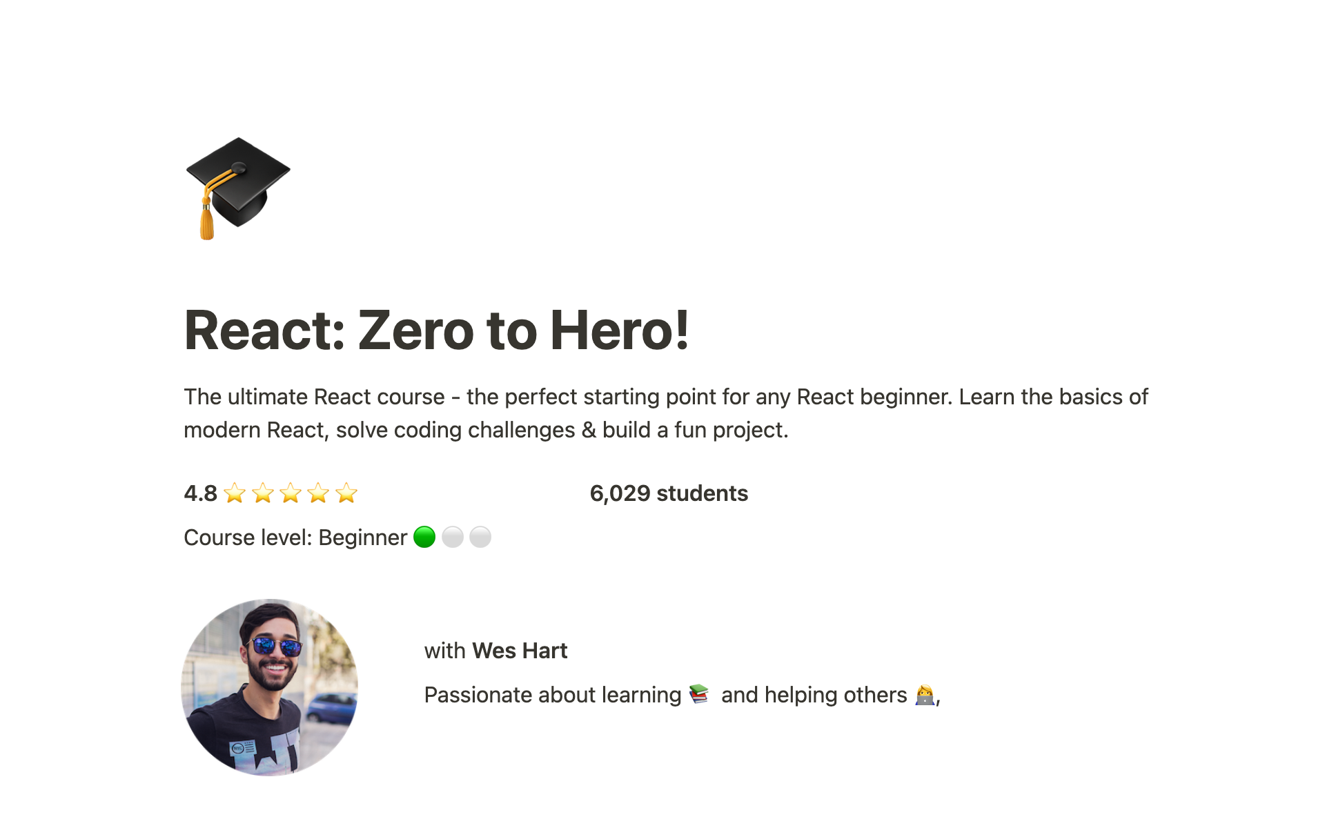 A template preview for Course Landing Page