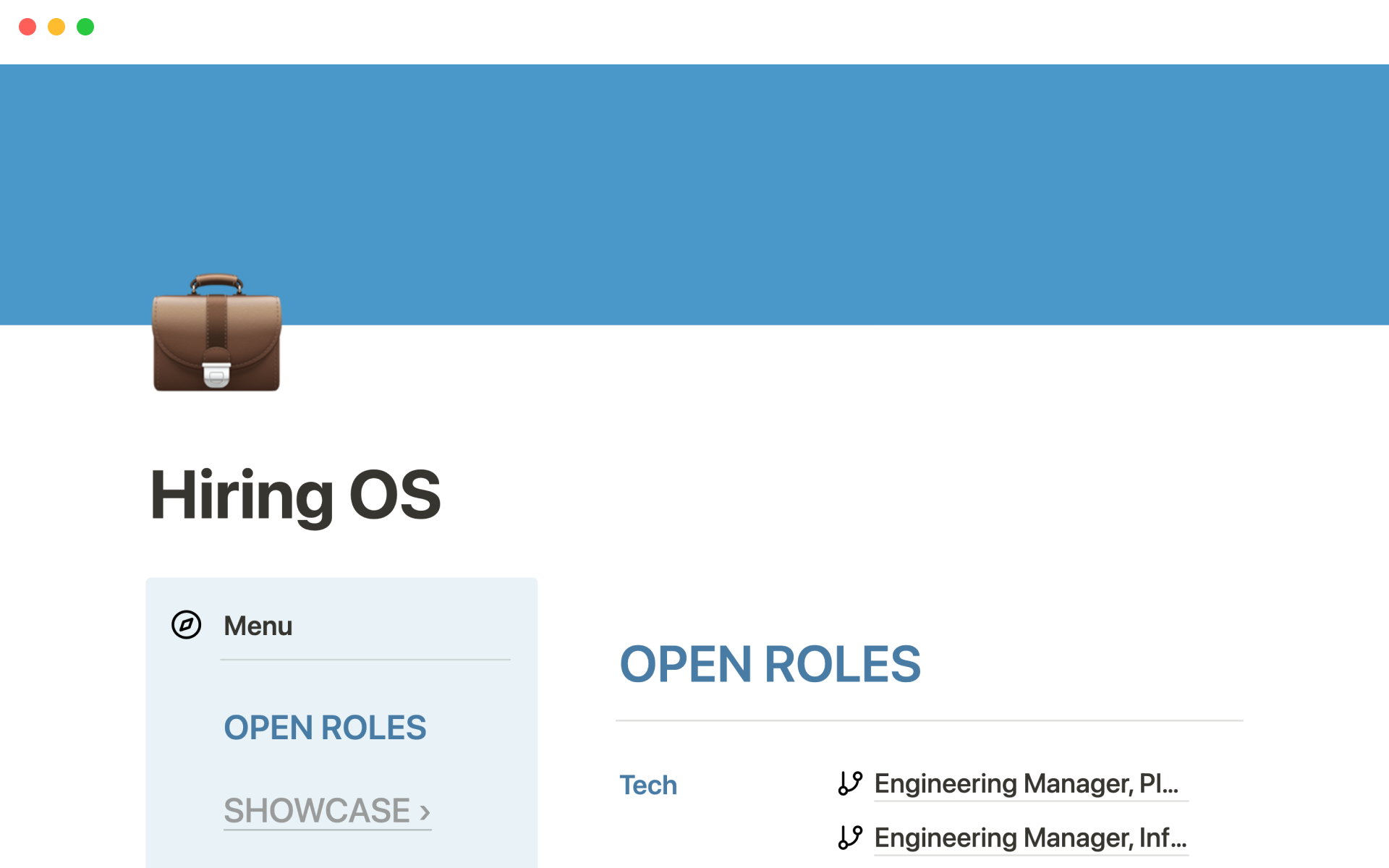 A template preview for Hiring OS
