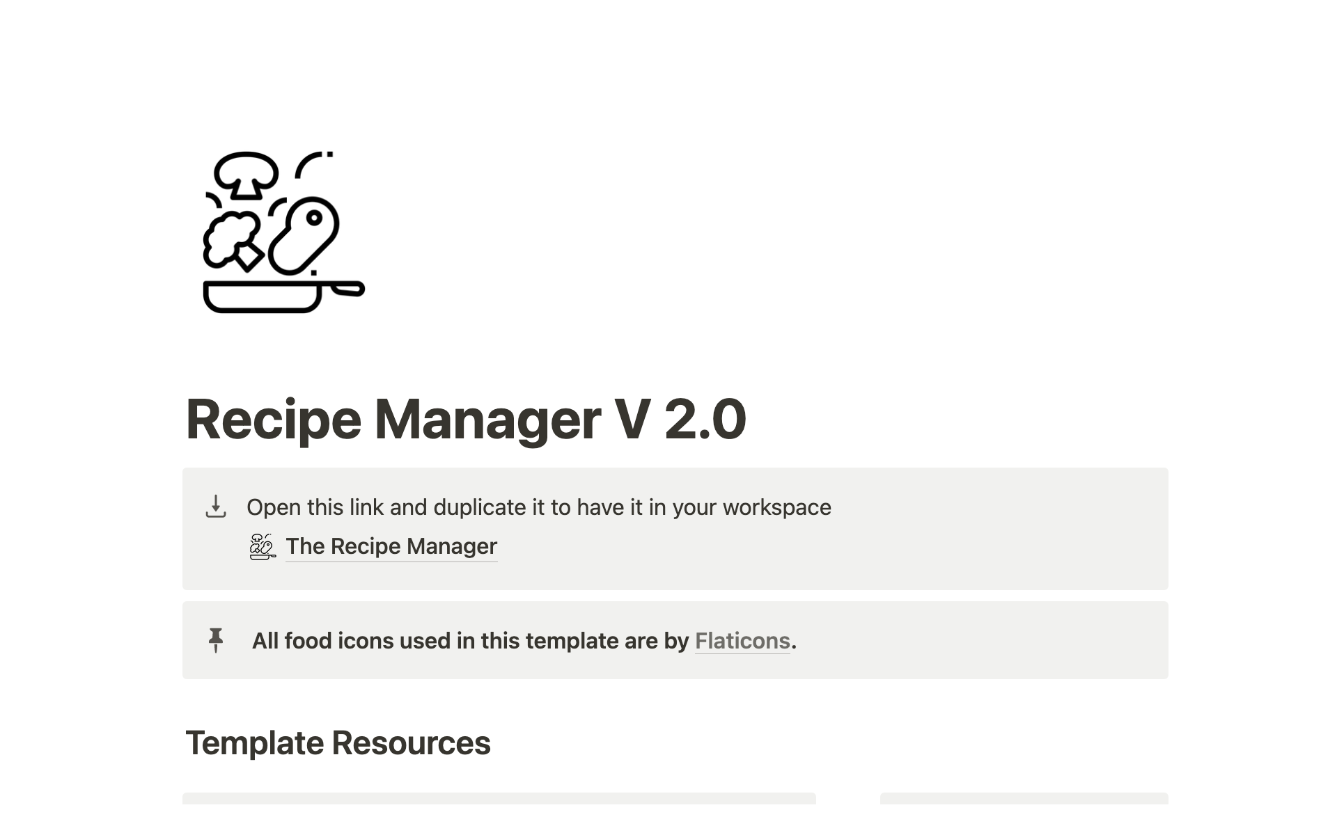 A template preview for Notion Recipe Manager & Meal Planner