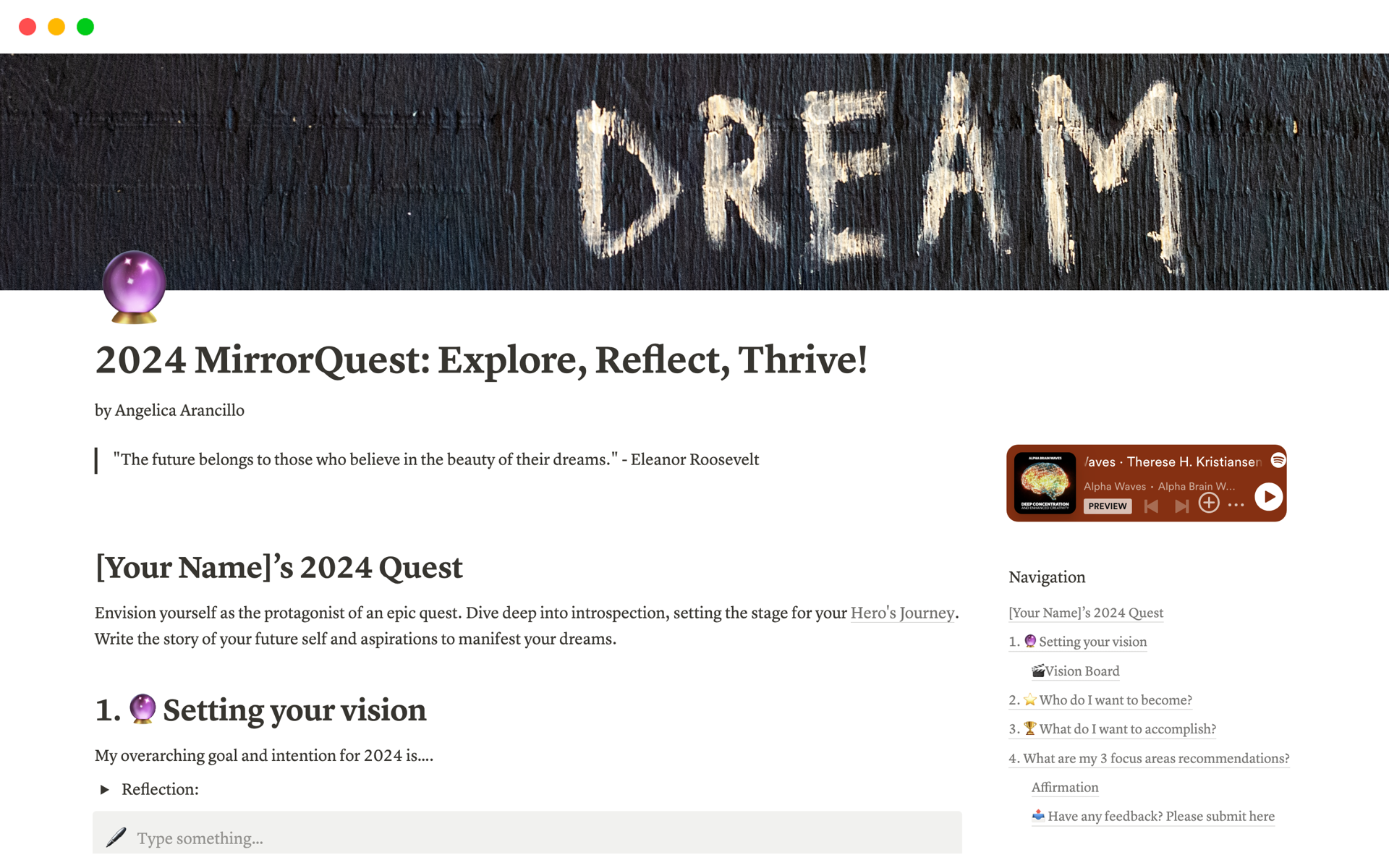2024 MirrorQuest Explore, Reflect, Thrive! Notion Template