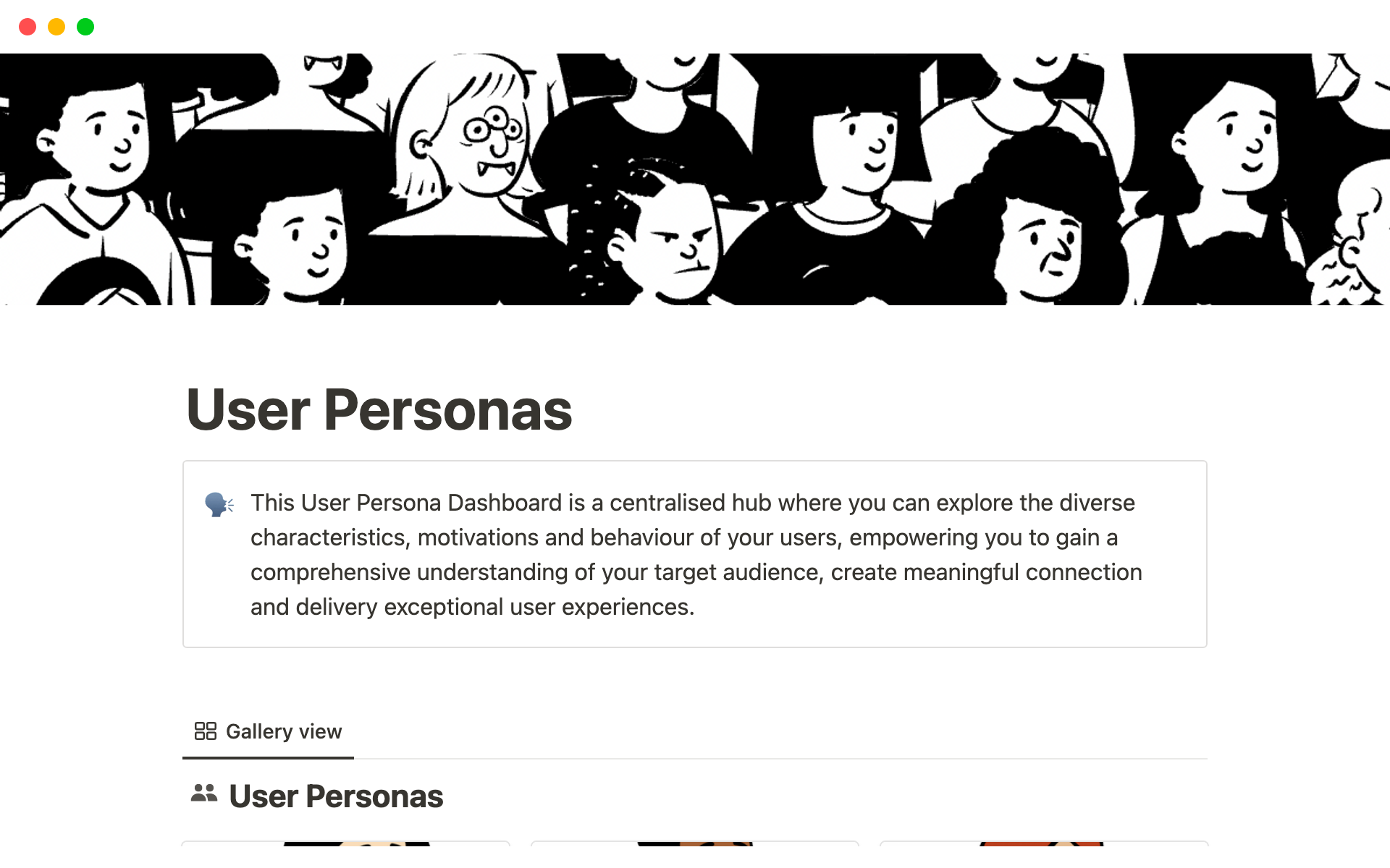 A template preview for User Persona Dashboard & Profile Template