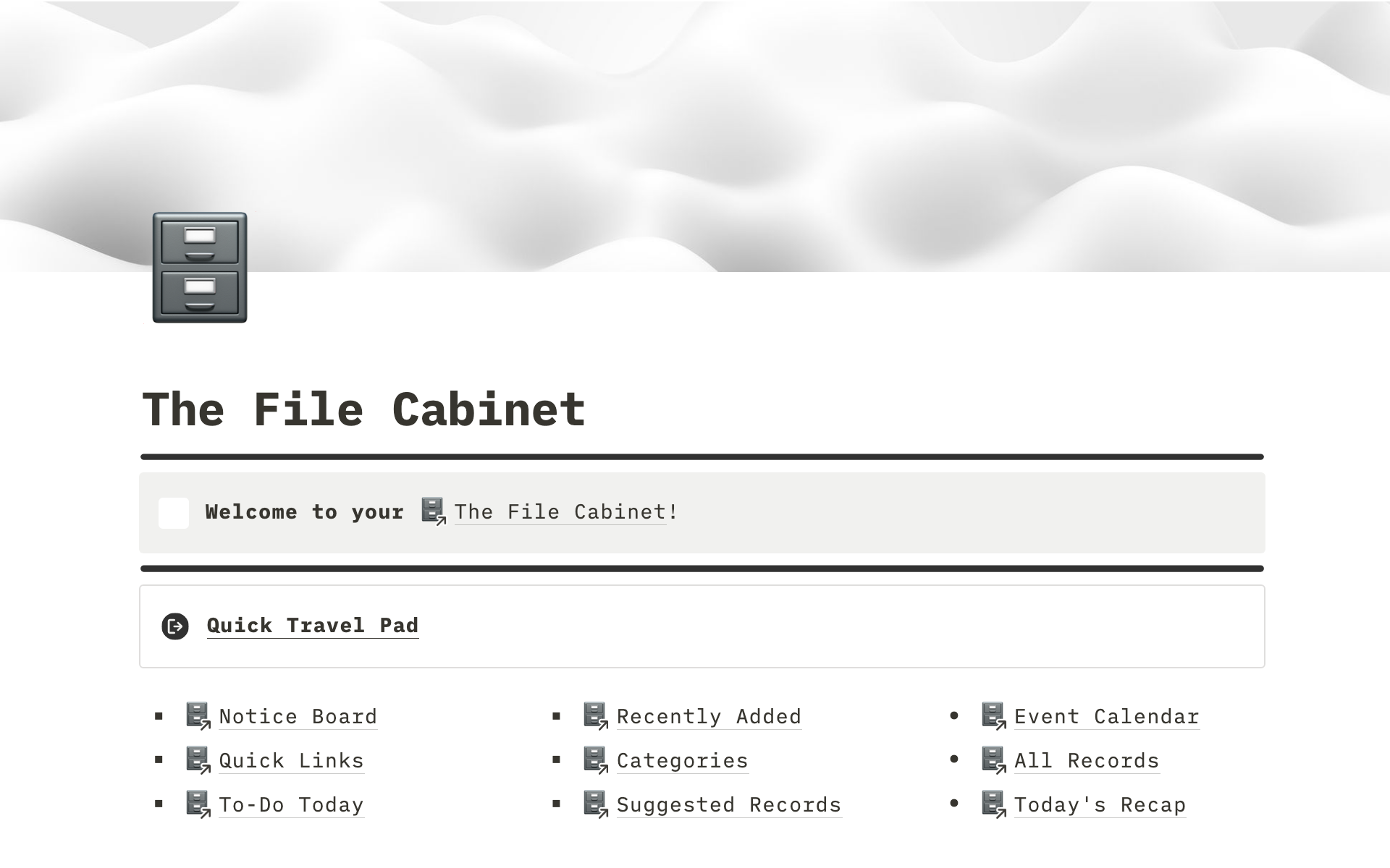 A template preview for The File Cabinet