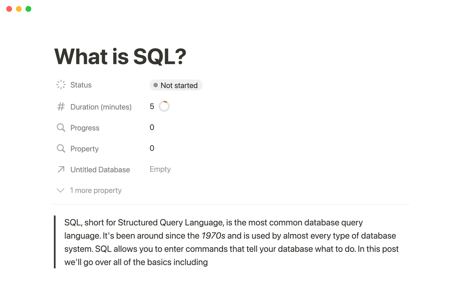 Learn SQL in bite-sized chunks.