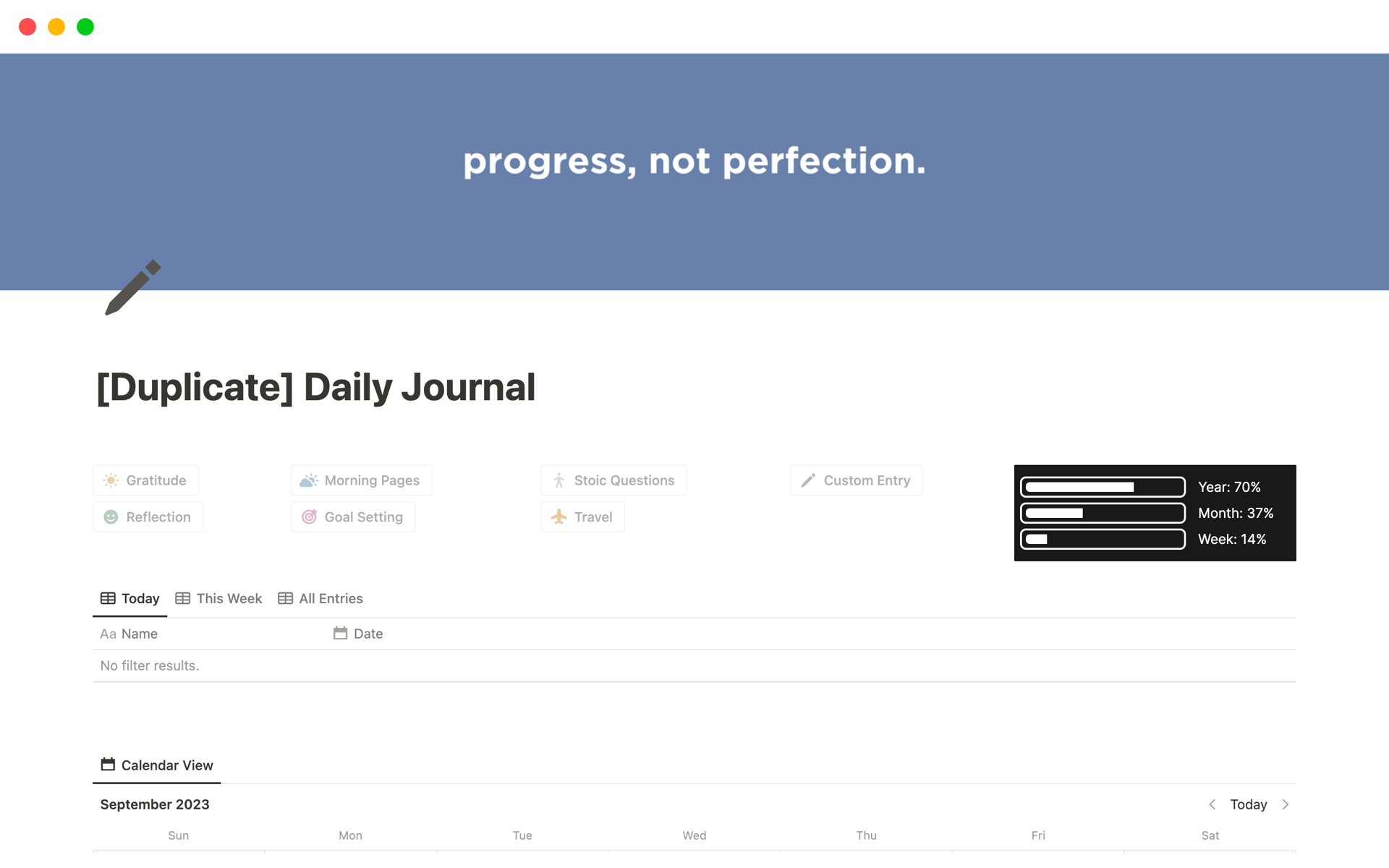 A template preview for Daily Journal
