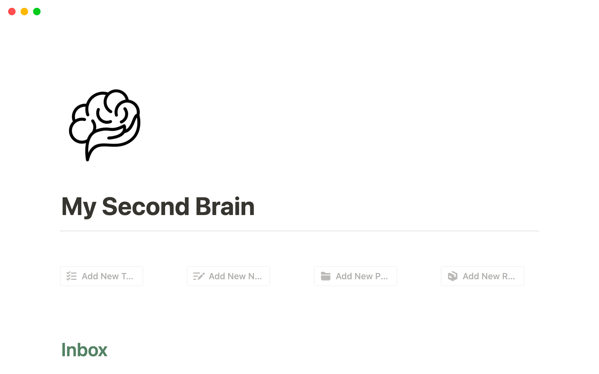 A template preview for Notion My Second Brain