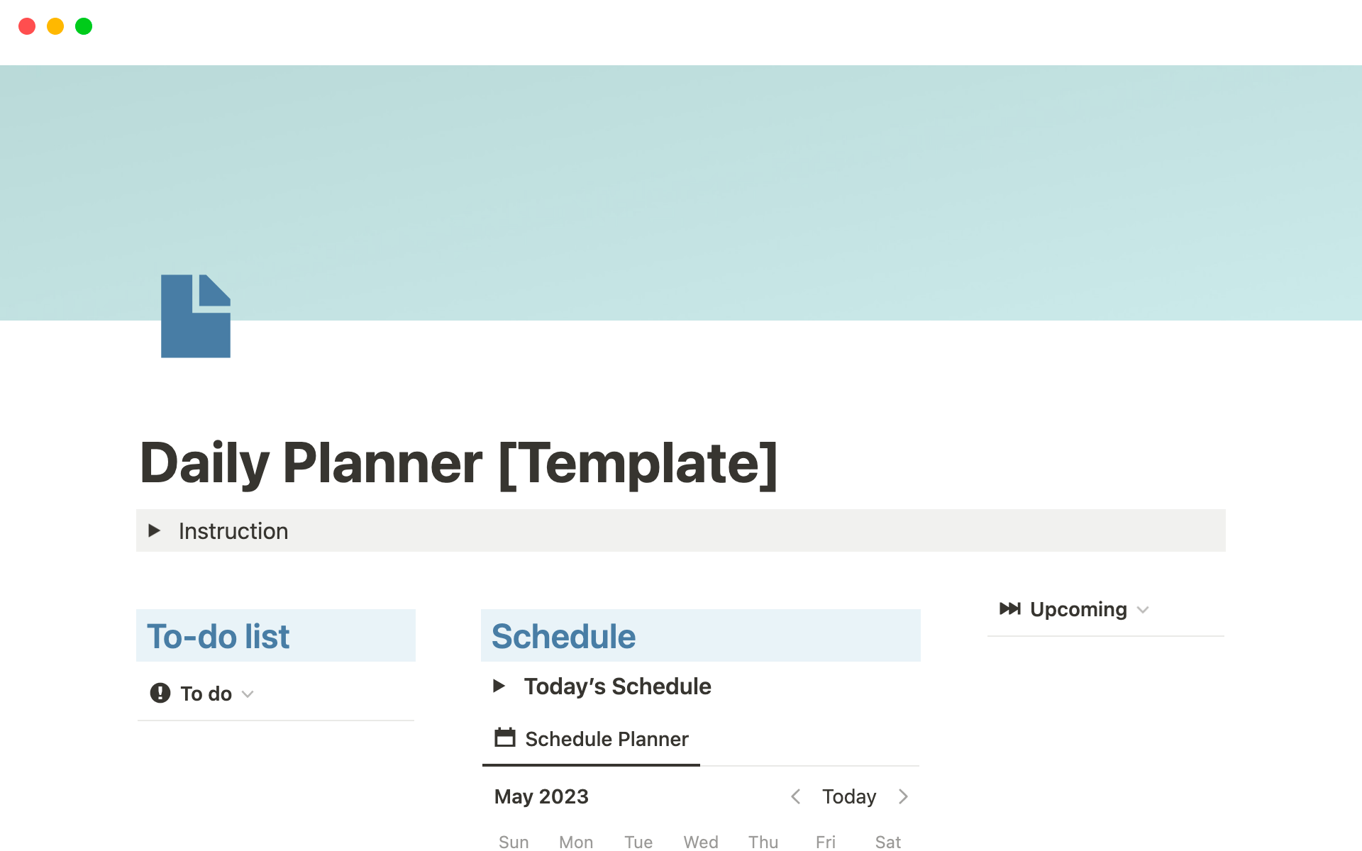 This Notion template for daily planning enables users to efficiently organize and track their daily activities and schedule with a to-do list for the day