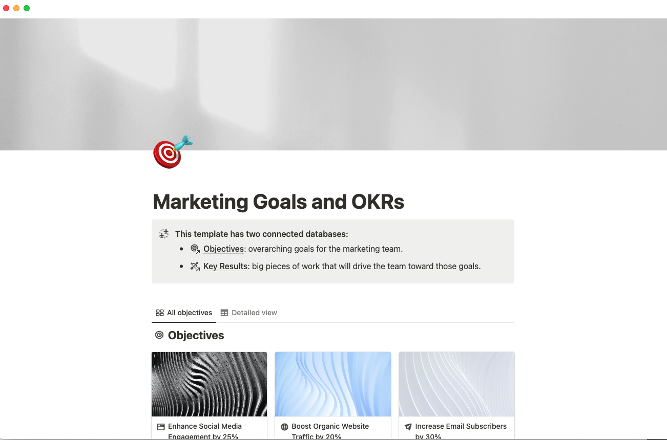 marketing goals and okrs template