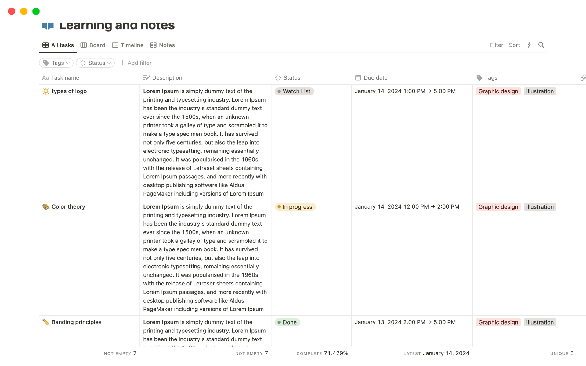 Learning and Notes | Notion Template