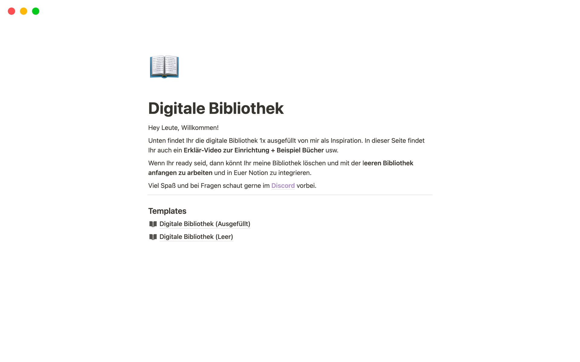 A template preview for Digitale Bibliothek