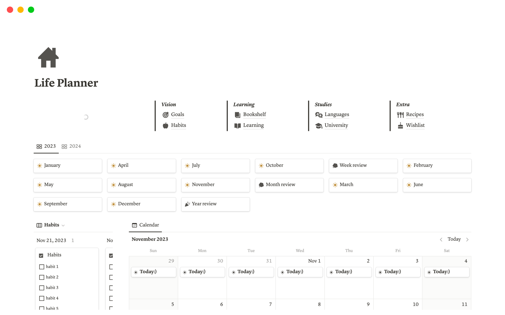 Productivity Planner | Notion Template