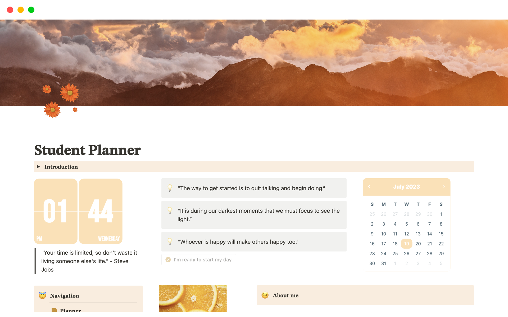 A template preview for ALL-IN-ONE Student Planner