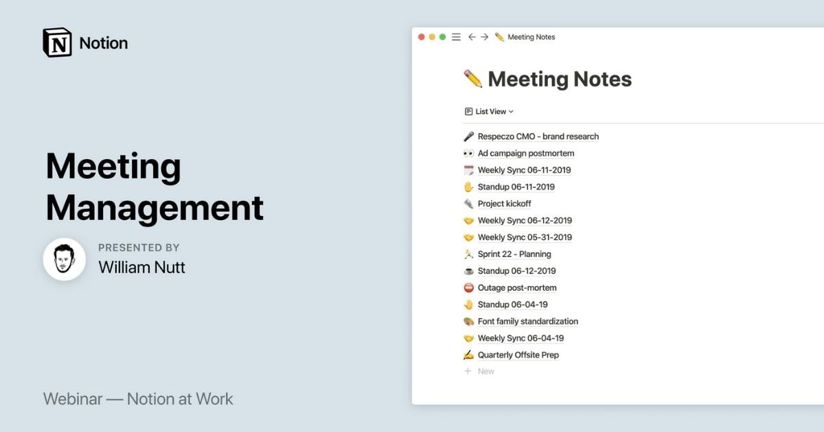 Notion at Work: Meeting management
