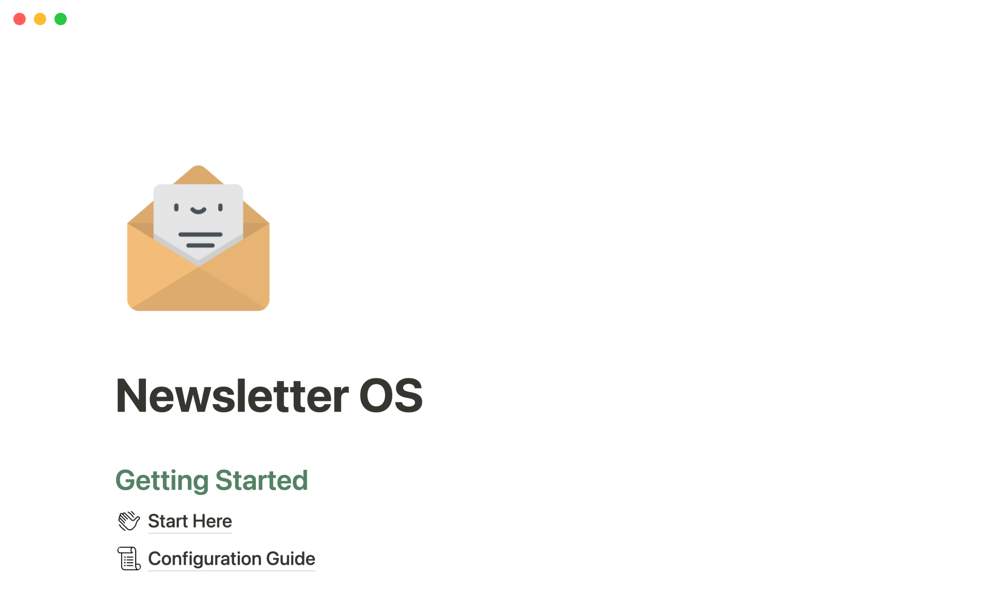 A template preview for Newsletter operating system