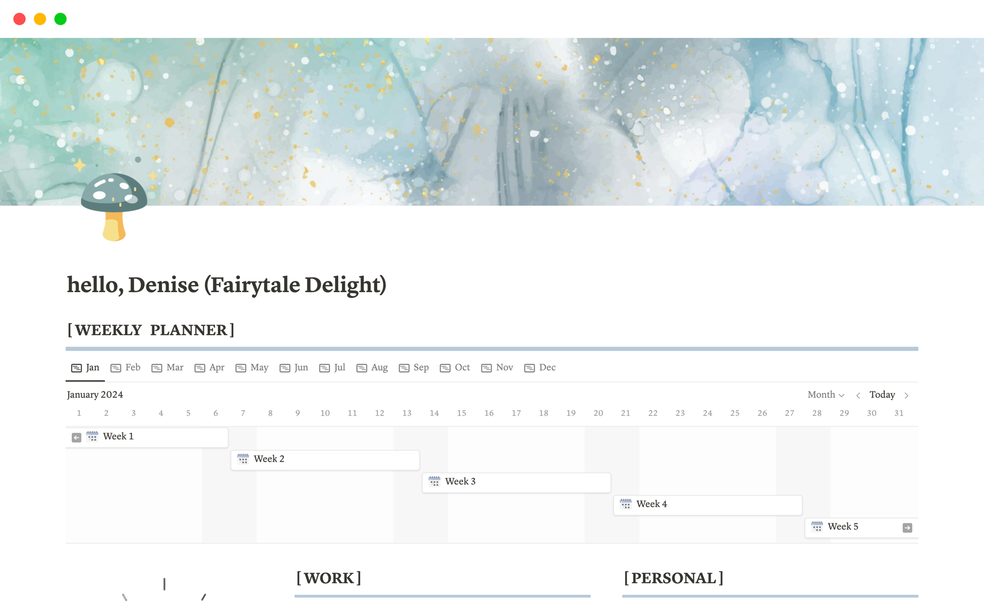 A template preview for The Maximizing Productivity Planner | FairyCore