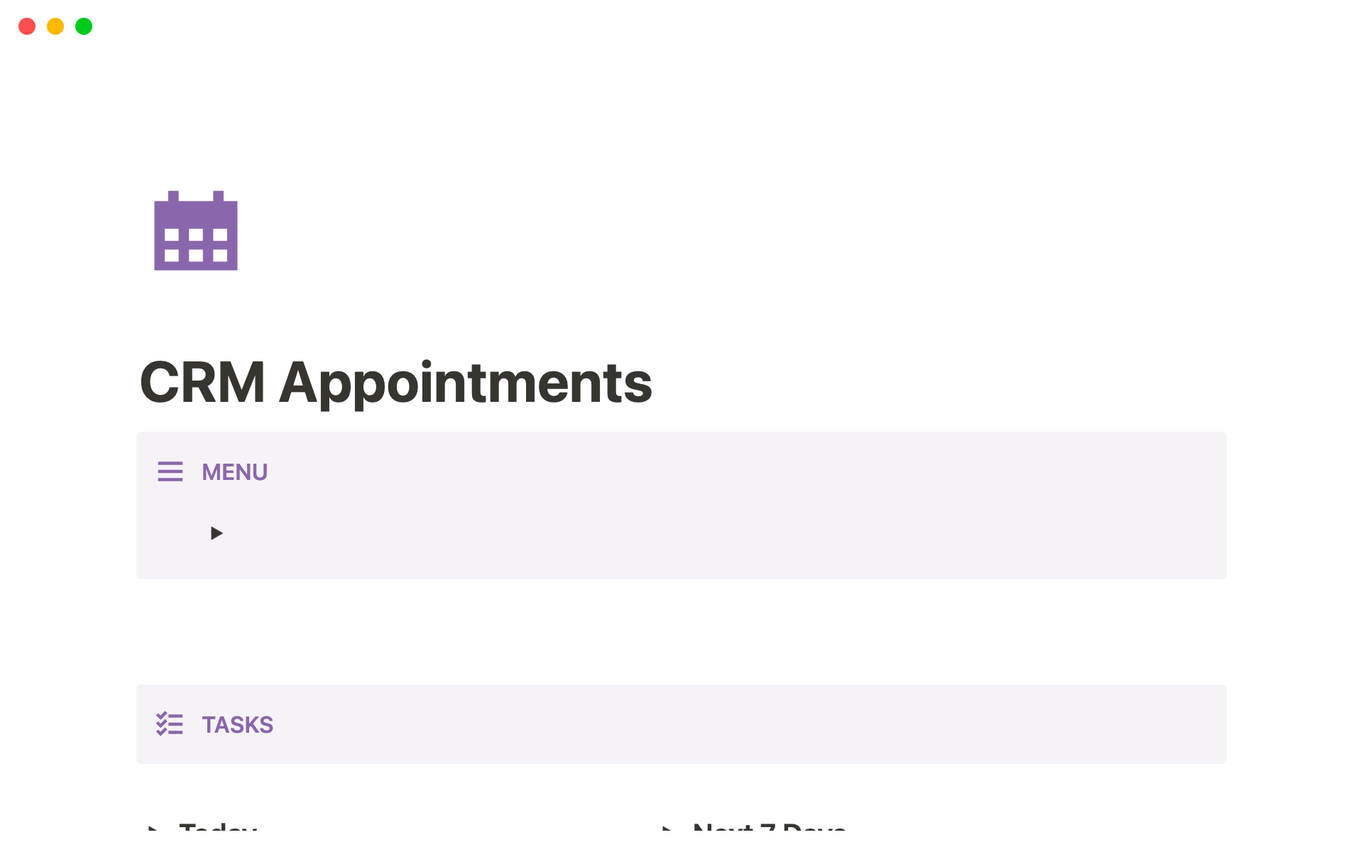 A template preview for CRM Appointments