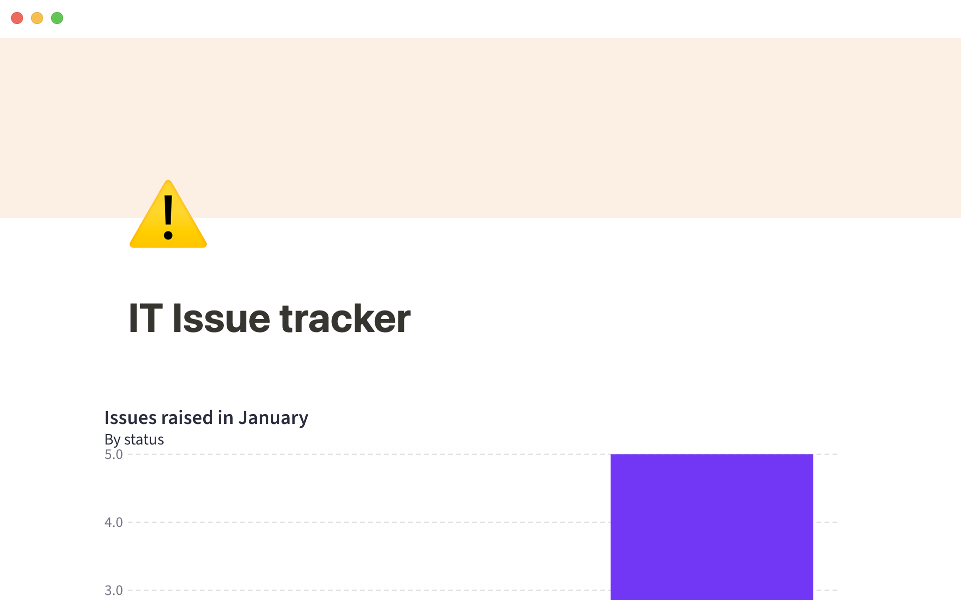 A template preview for IT Issue tracker