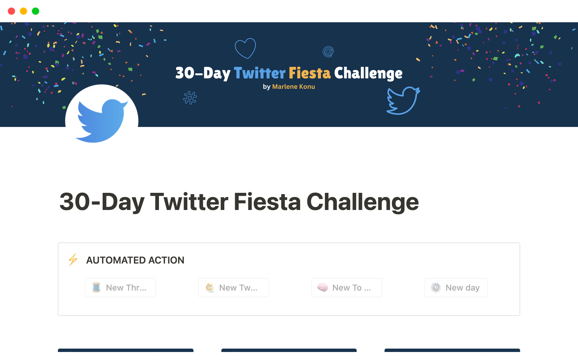 A template preview for 30-Day Twitter Fiesta Challenge