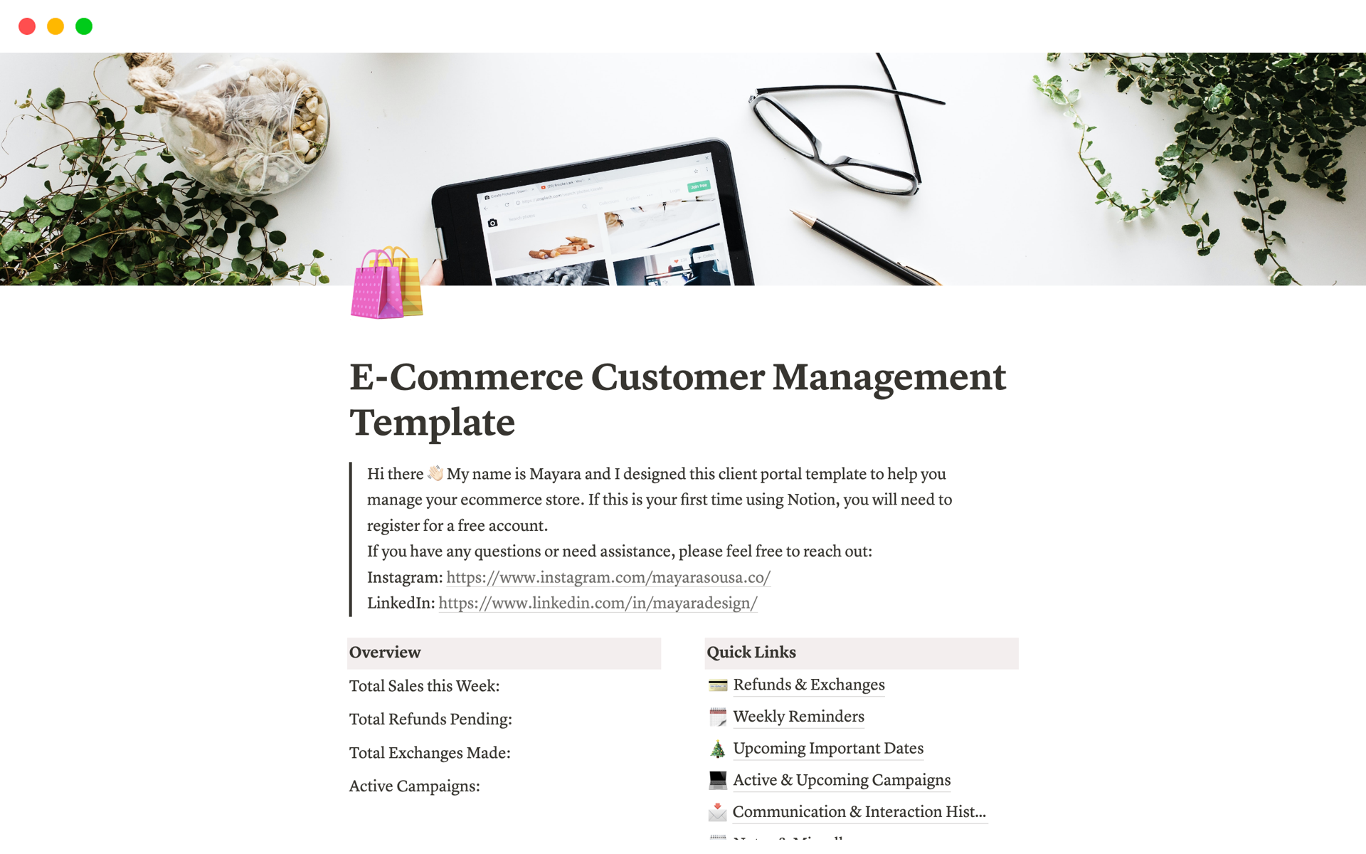 A template preview for E-Commerce Customer Management Template