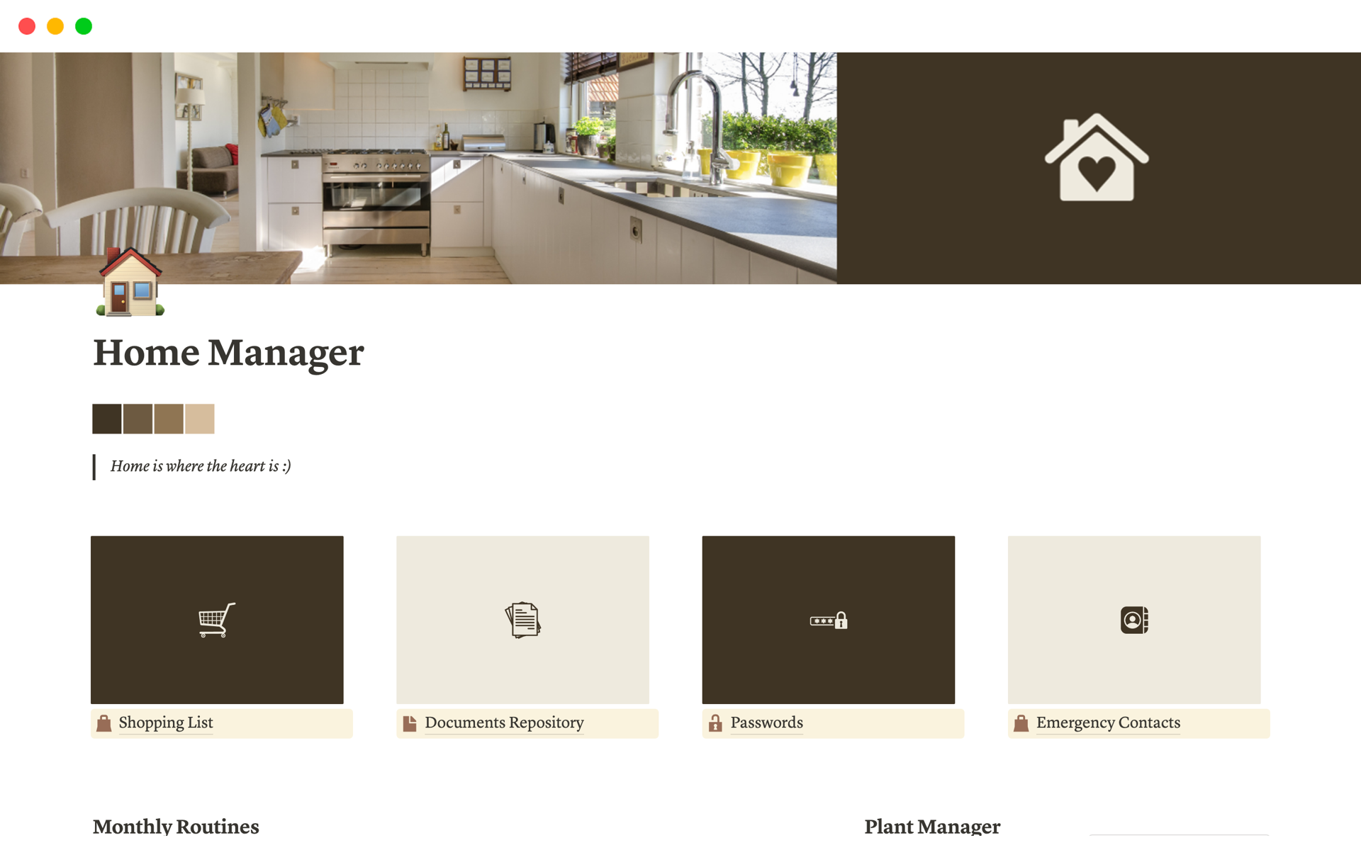 A template preview for Home Manager