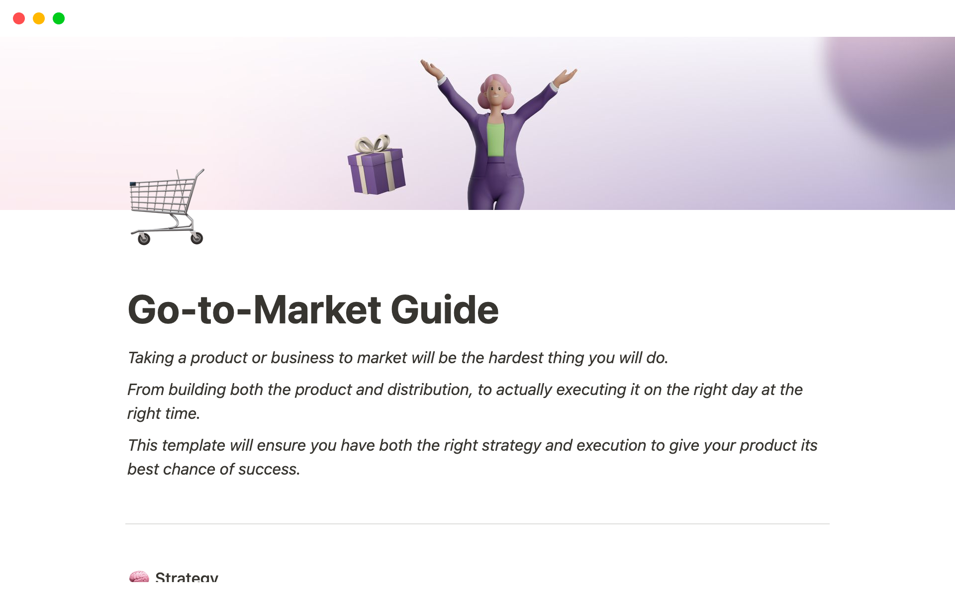 A template preview for Go-to-Market Guide