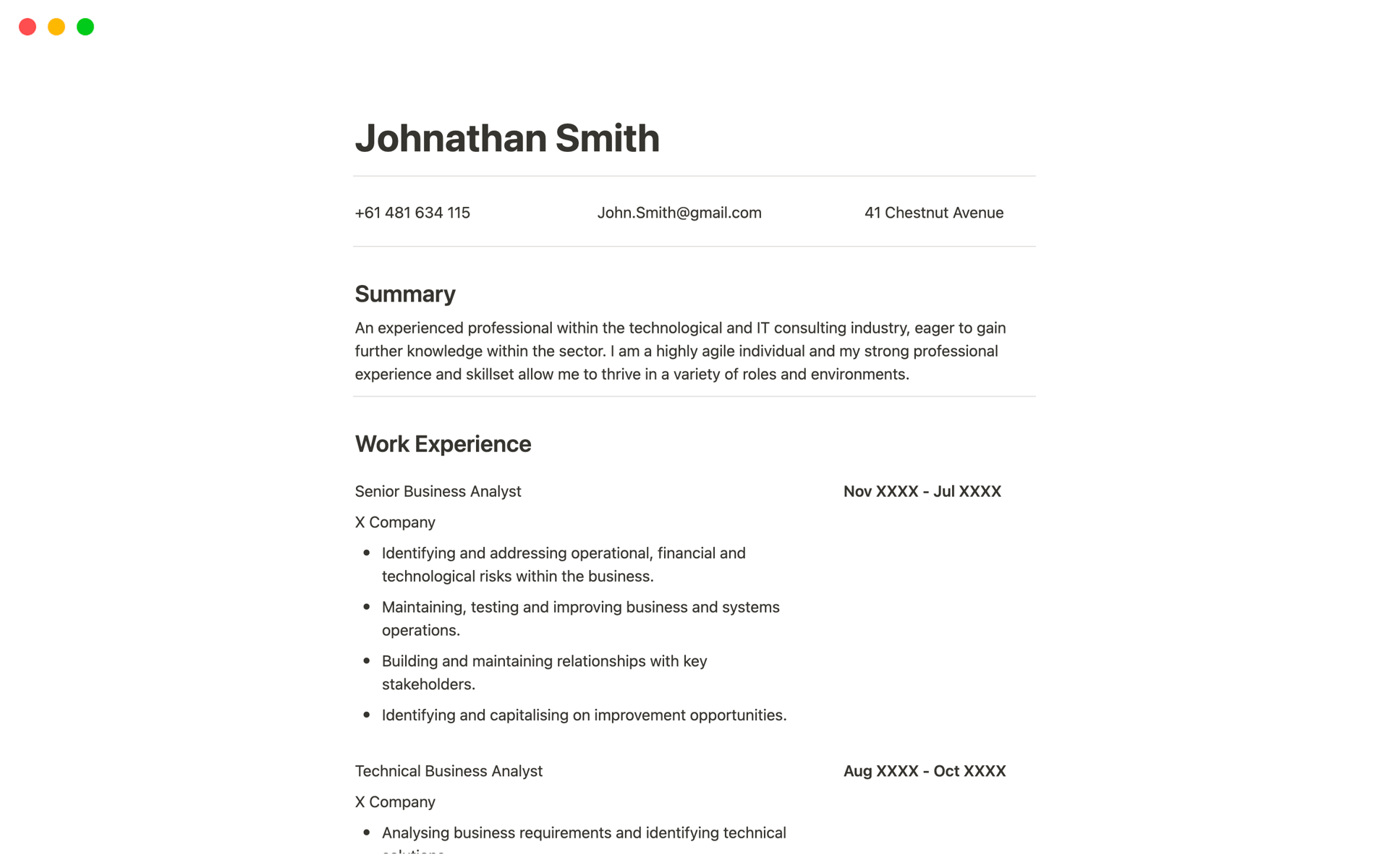 Minimalistic Resume Notion Template - Minimalistic Resume Template Rimzy Desktop