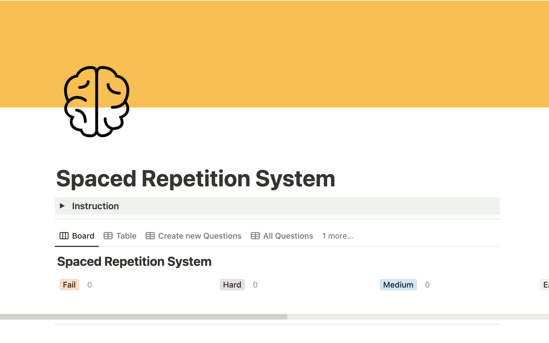 A template preview for Spaced repetition flashcards