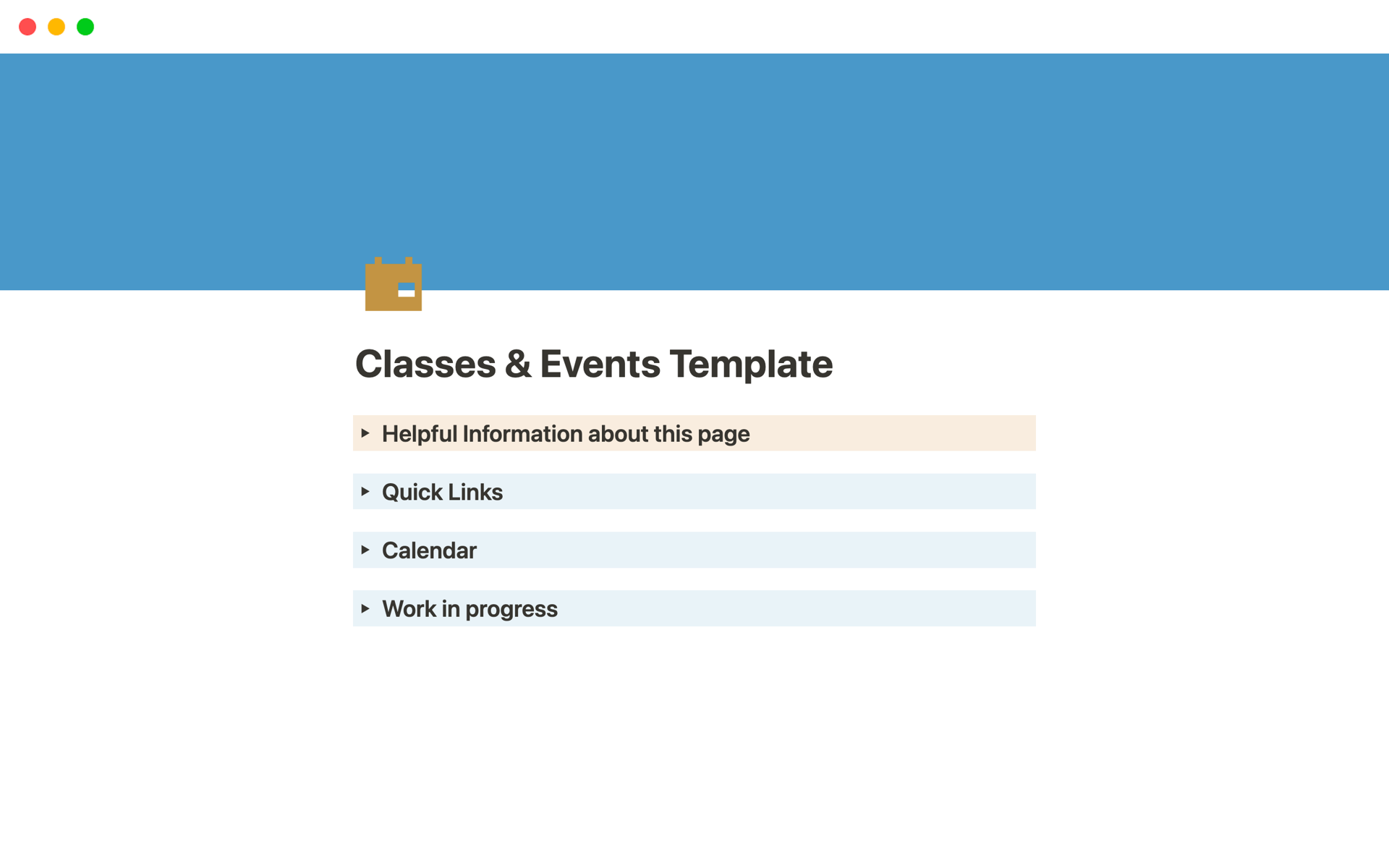 Classes & Events | Notion Template