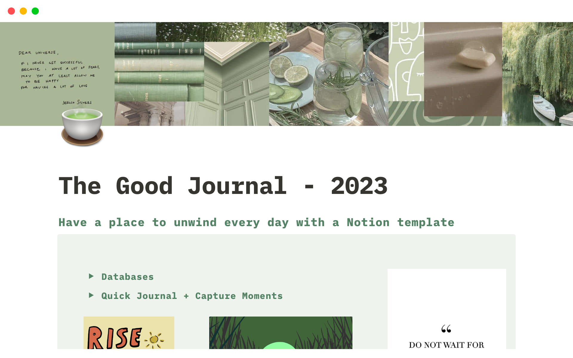 A template preview for The Good Journal - 2023