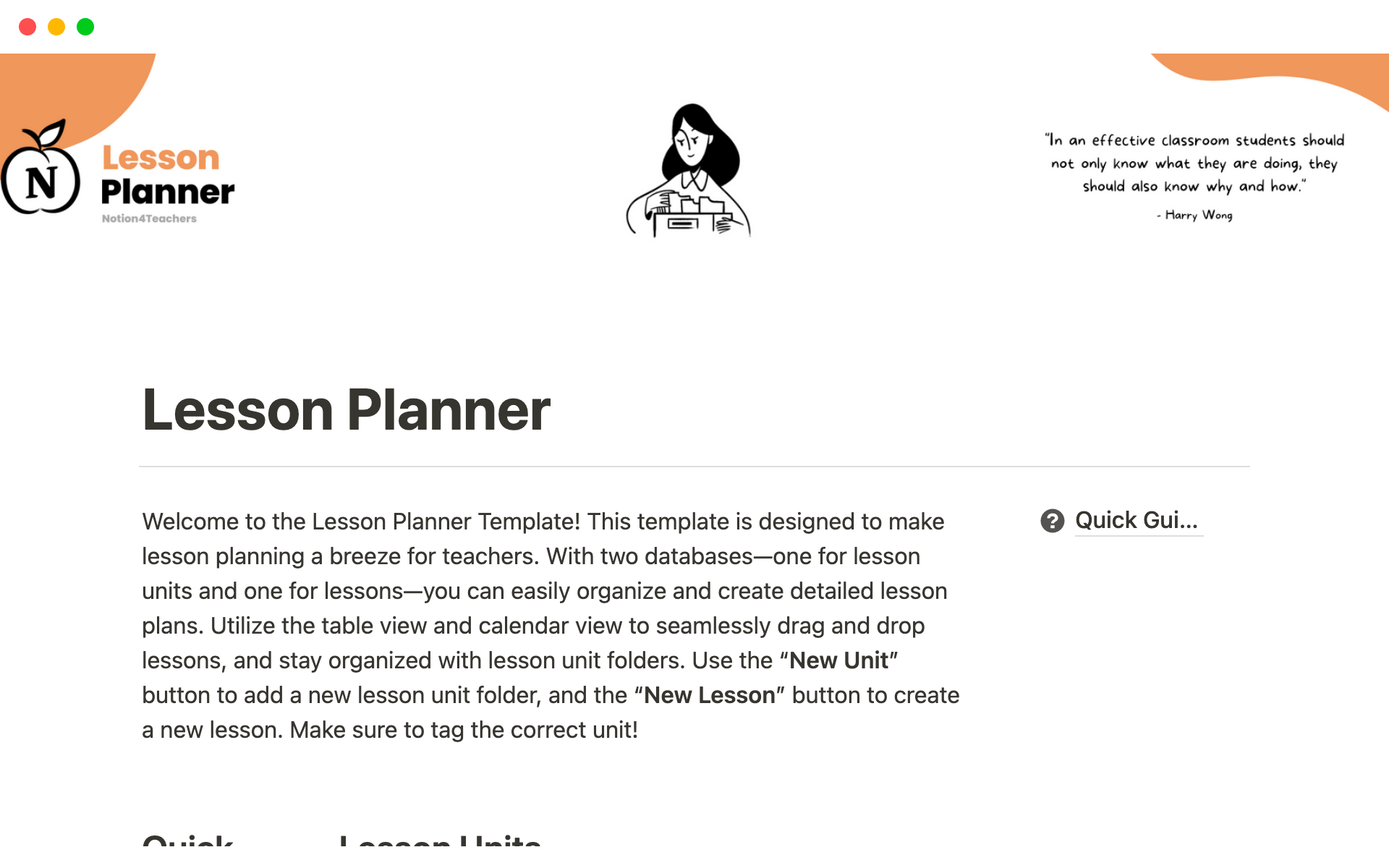 A template preview for Teacher Lesson Planner