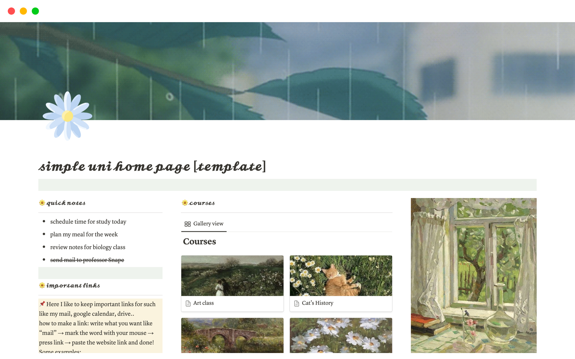 Simple university home page Notion Template