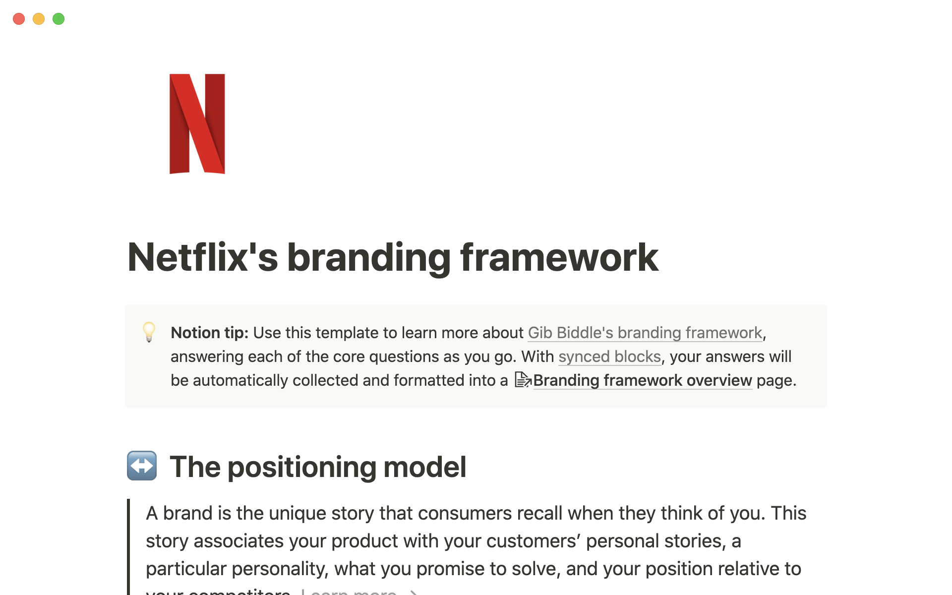 A template preview for Netflix's branding framework