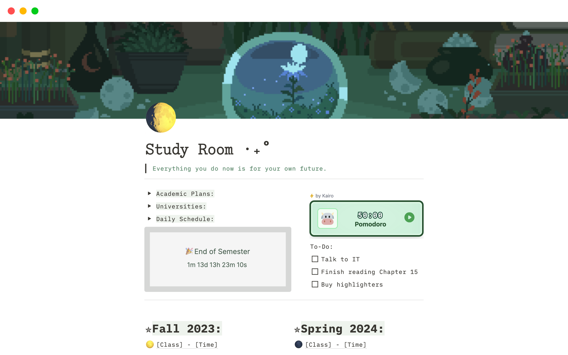 A template preview for Study Room