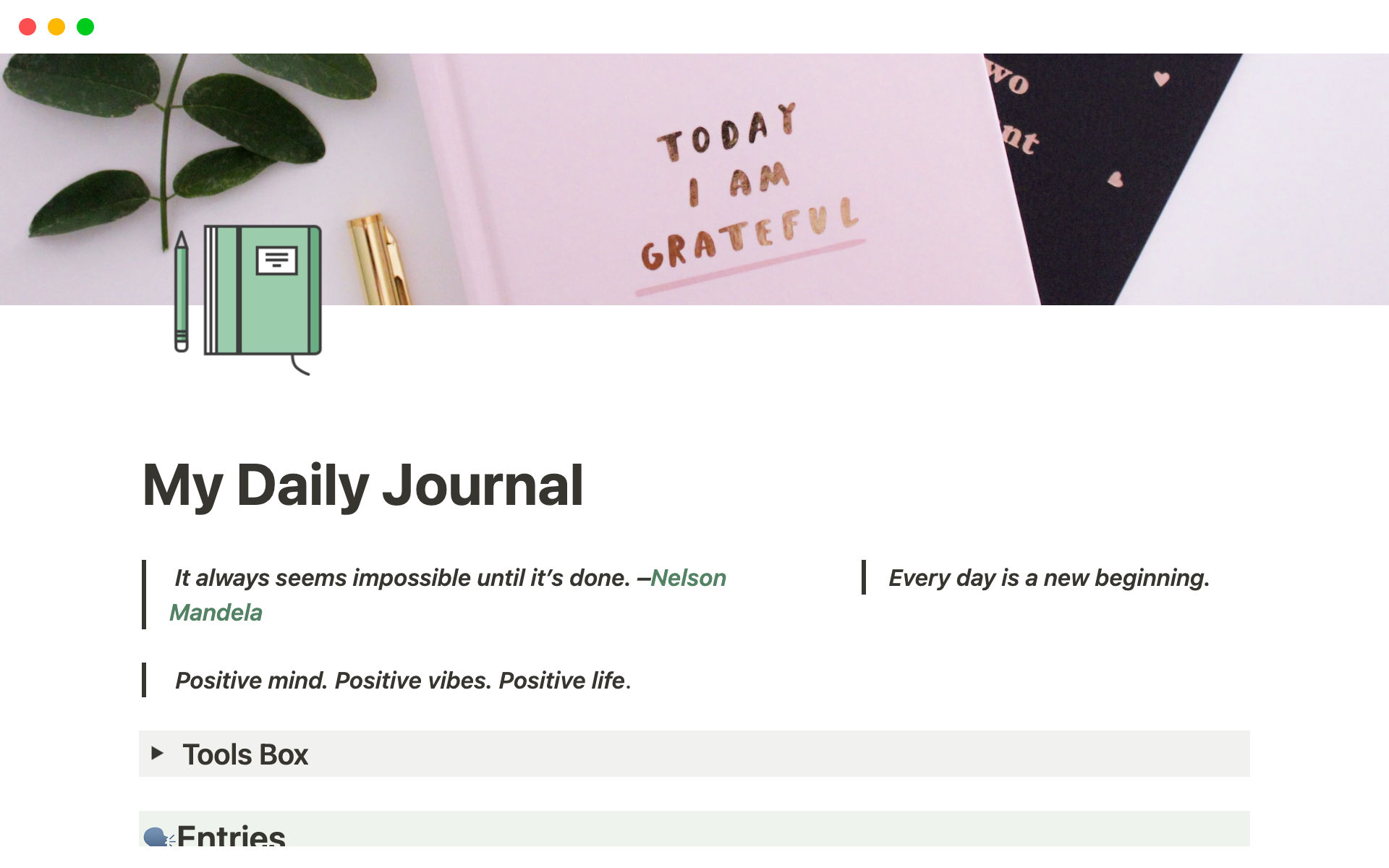 A template preview for My Daily Journal