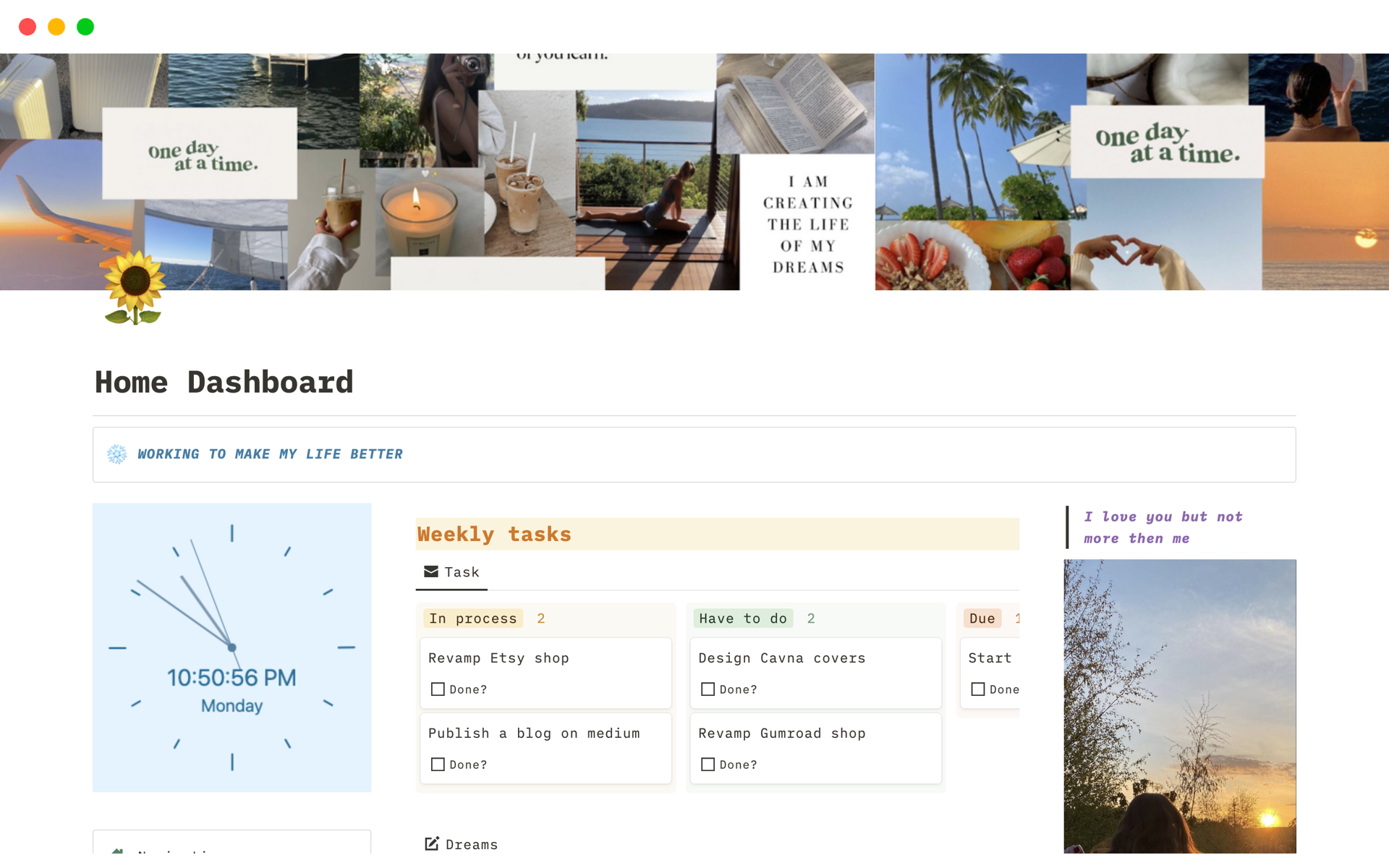 A template preview for Home Dashboard