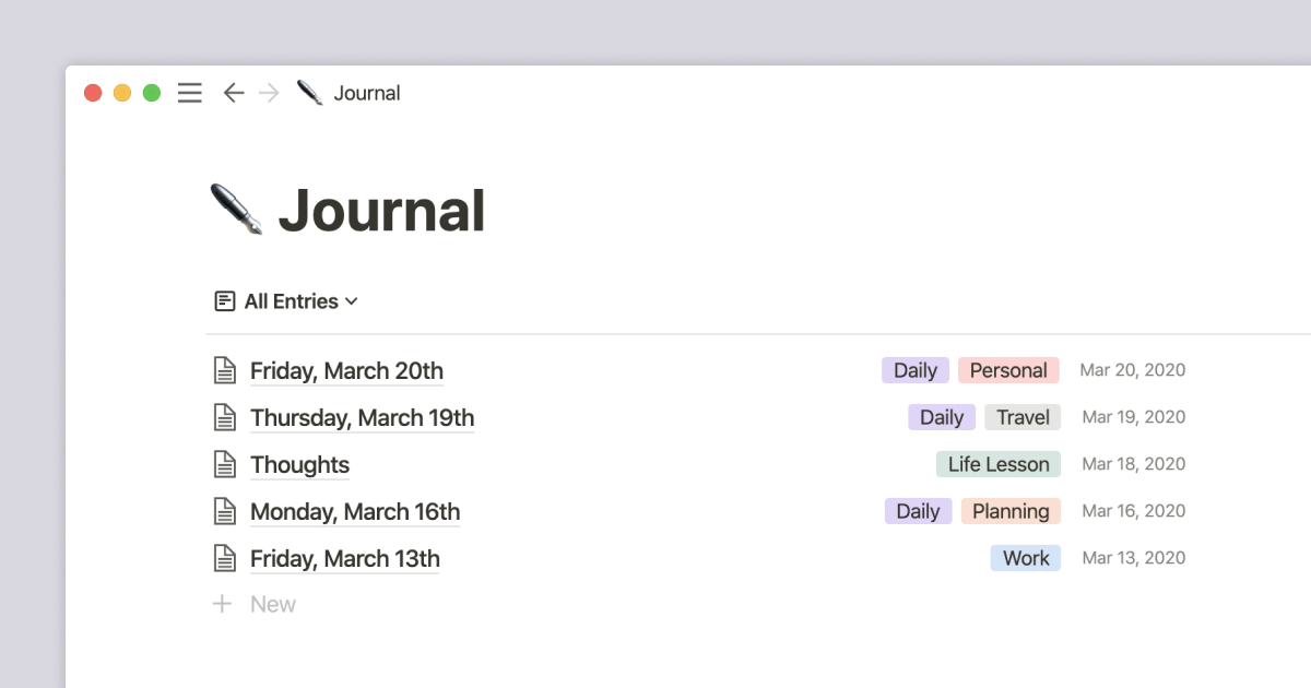 Build a journal in Notion