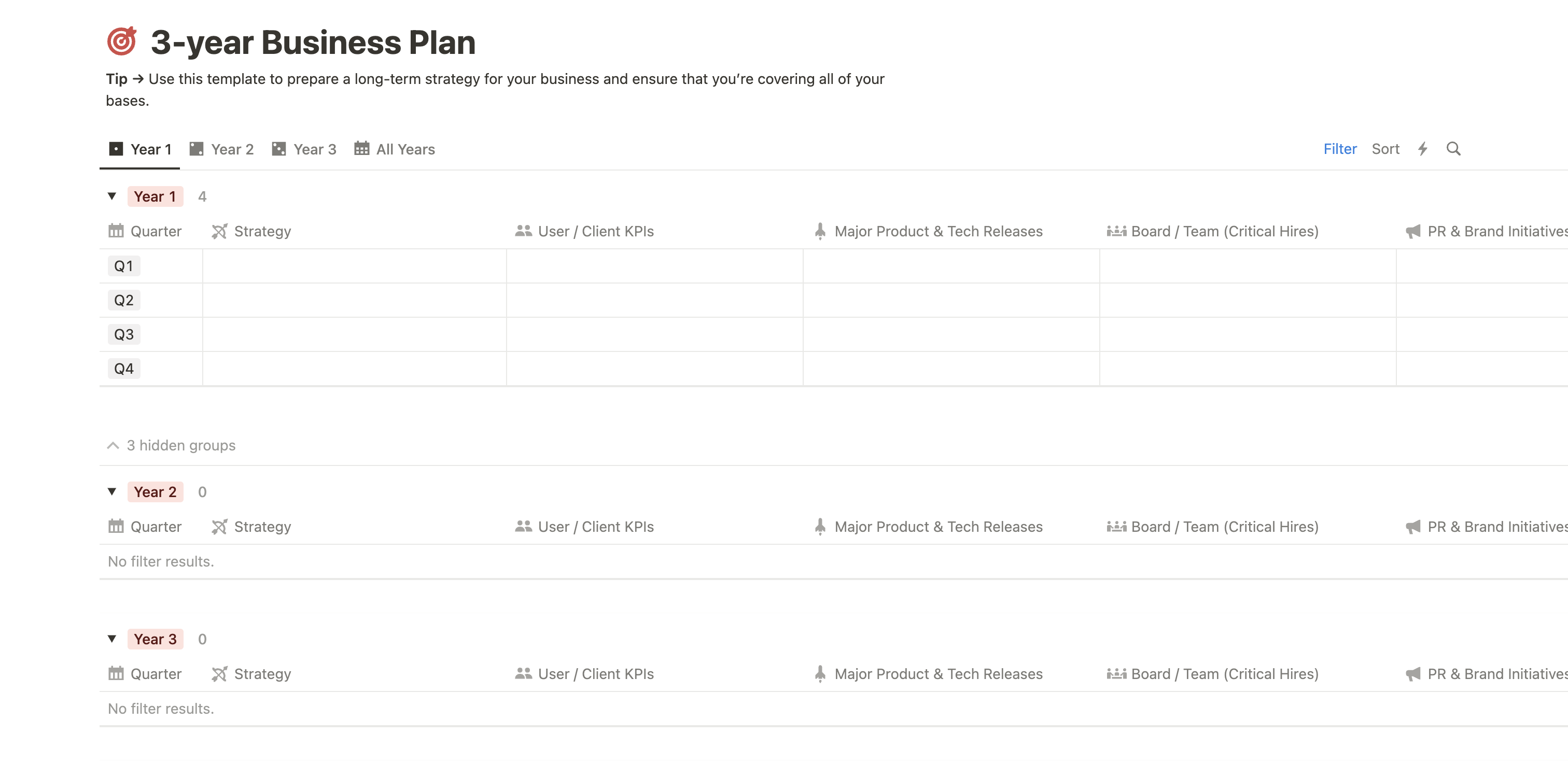 3-year Business Plan template