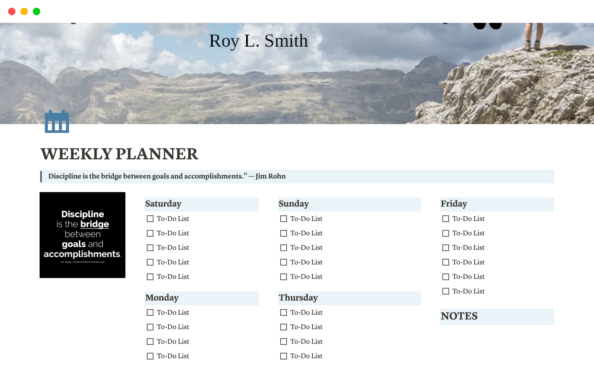 Weekly Planner | Notion Template