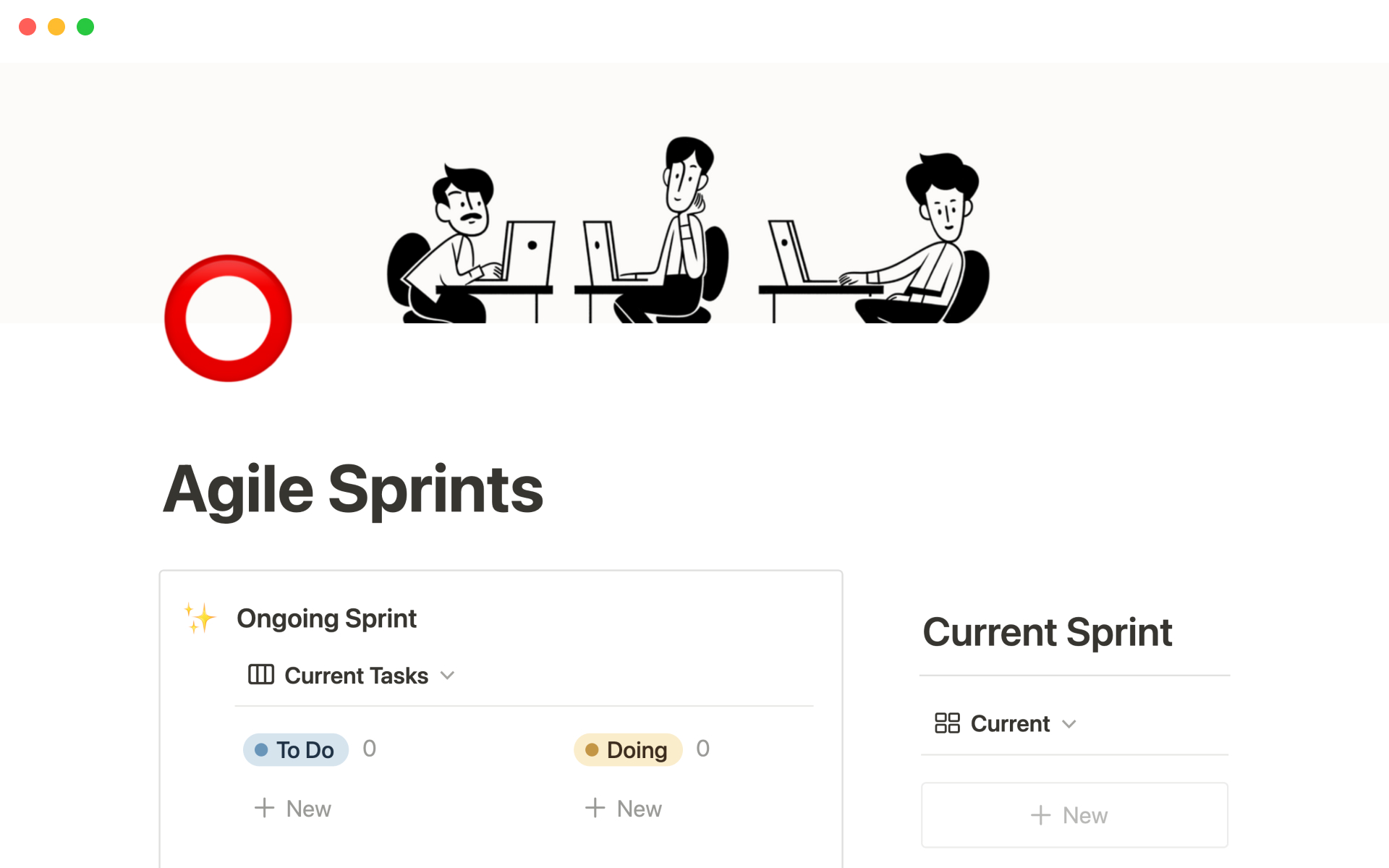 A template preview for Agile sprints