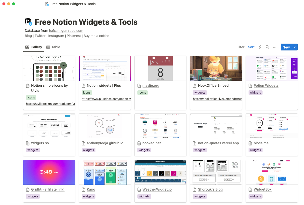 Free notion widgets & tools