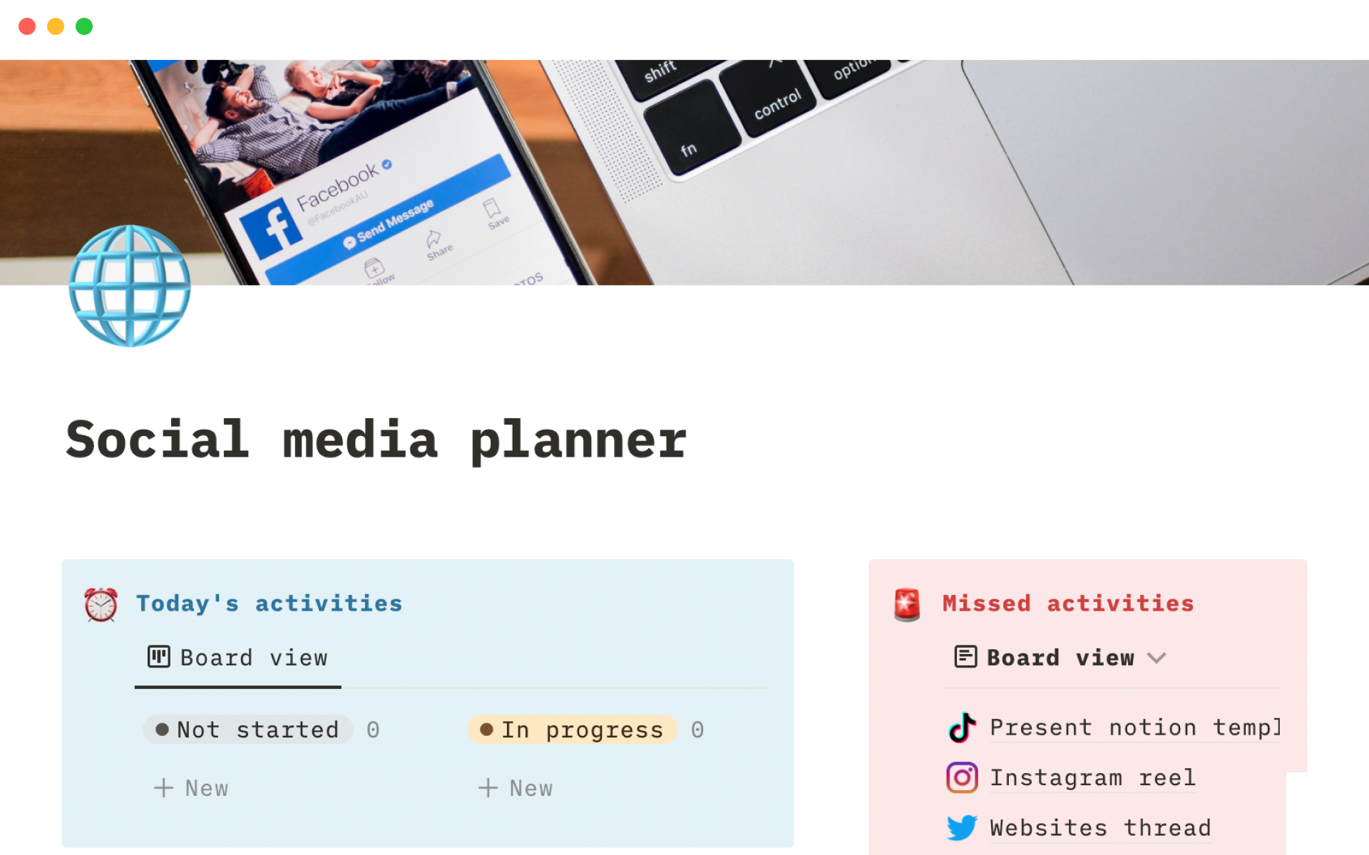 This template helps you schedule your digital content on social media platforms.
